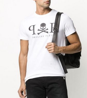 PHILIPP PLEIN T-Shirt Philipp Plein Mens Platinium Cut Skull Logo Shirt Round Neck T-Shirt T