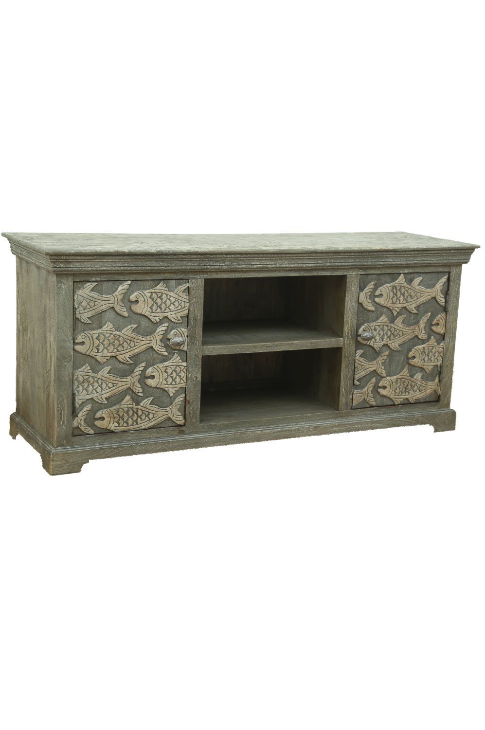 Marrakesch Orient & Mediterran Interior Lowboard Nord Design TV Fernseh Massivholz Schrank Shahin (1 St), Handarbeit