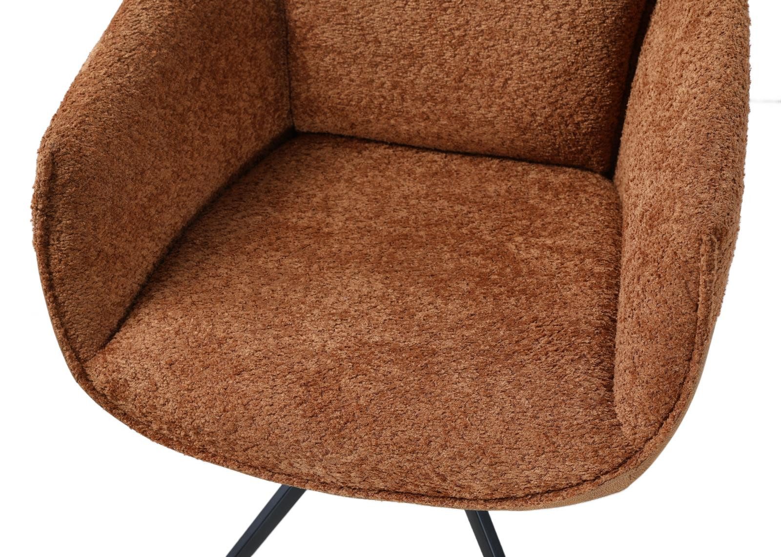 Jiexi Esszimmersessel 2 Dickes Teddy-Fleece Sessel, Brauner Plüschbezug