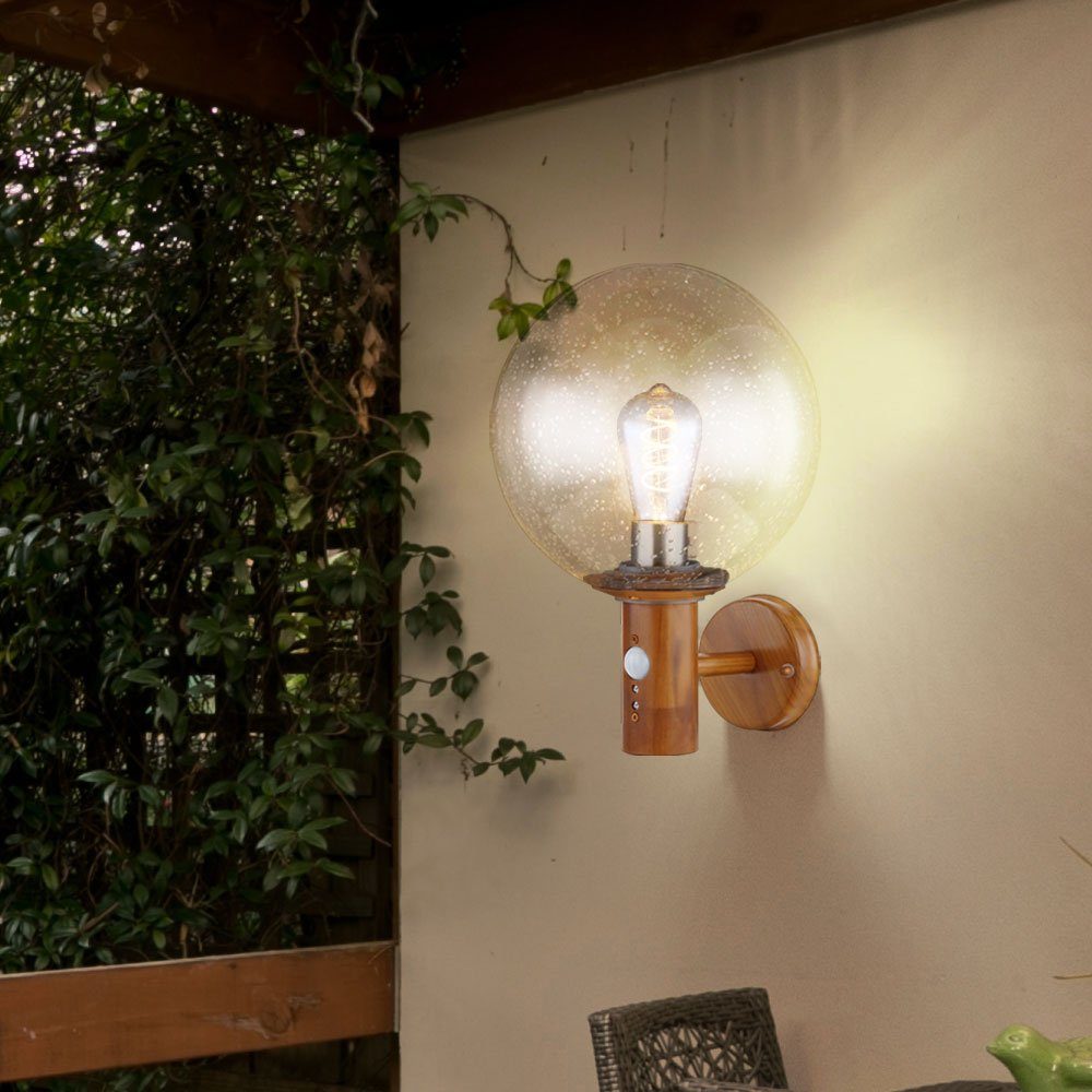 Globo Außen-Wandleuchte, Leuchtmittel nicht inklusive, Außenleuchte Wandleuchte mit Bewegungsmelder Gartenleuchte Edelstahl | Wandleuchten