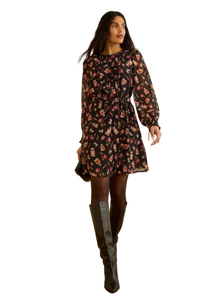 Love & Roses Minikleid Love & Roses Minikleid aus Chiffon mit Plissé (1-tlg)