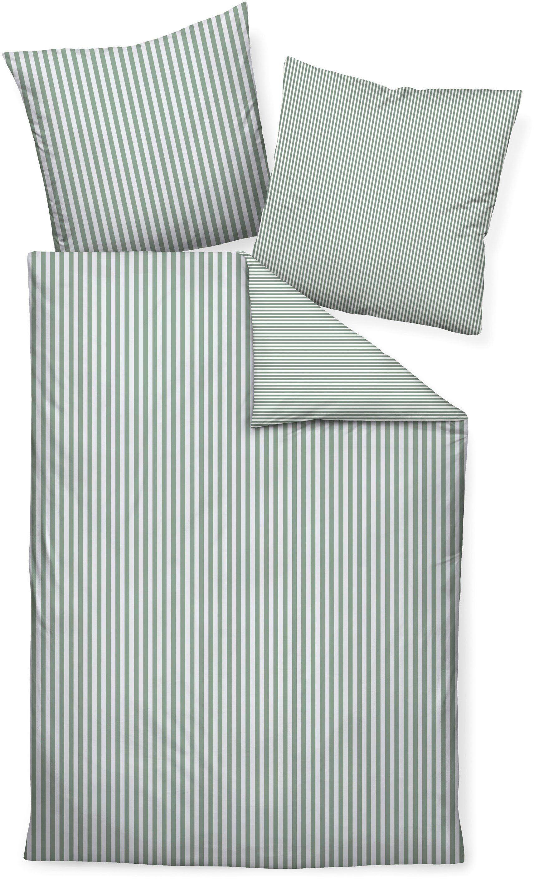 Janine Wendebettwäsche modernclassic 3912, 100% Baumwolle, Mako-Satin, 2 teilig, mit Reißverschluss, Streifen Design