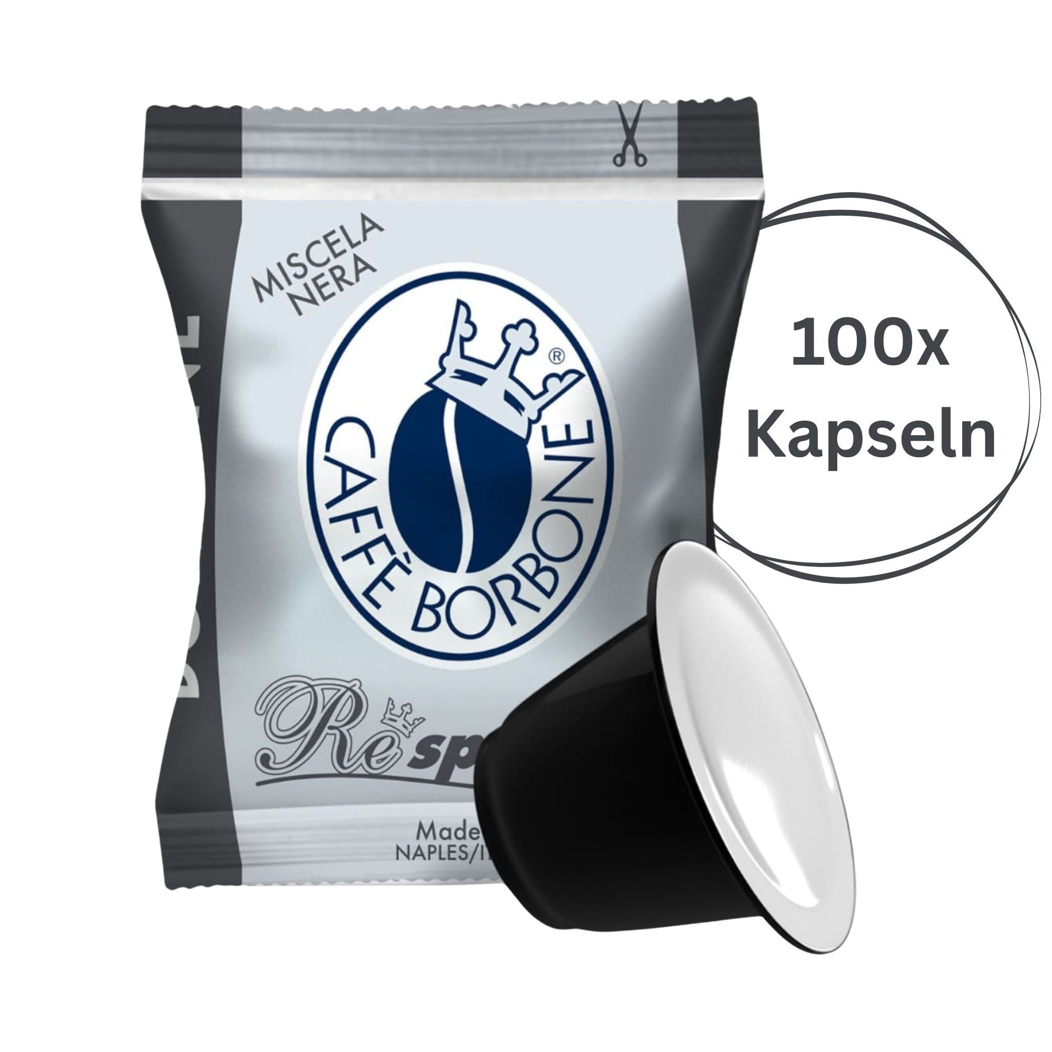Caffè Borbone Kaffee Caffè Borbone Kaffee Kapseln Respresso, Schwarze Mischung - 100 stück, 1 x (Kompatibel mit Häuslichen Kaffeemaschinen Nespresso)