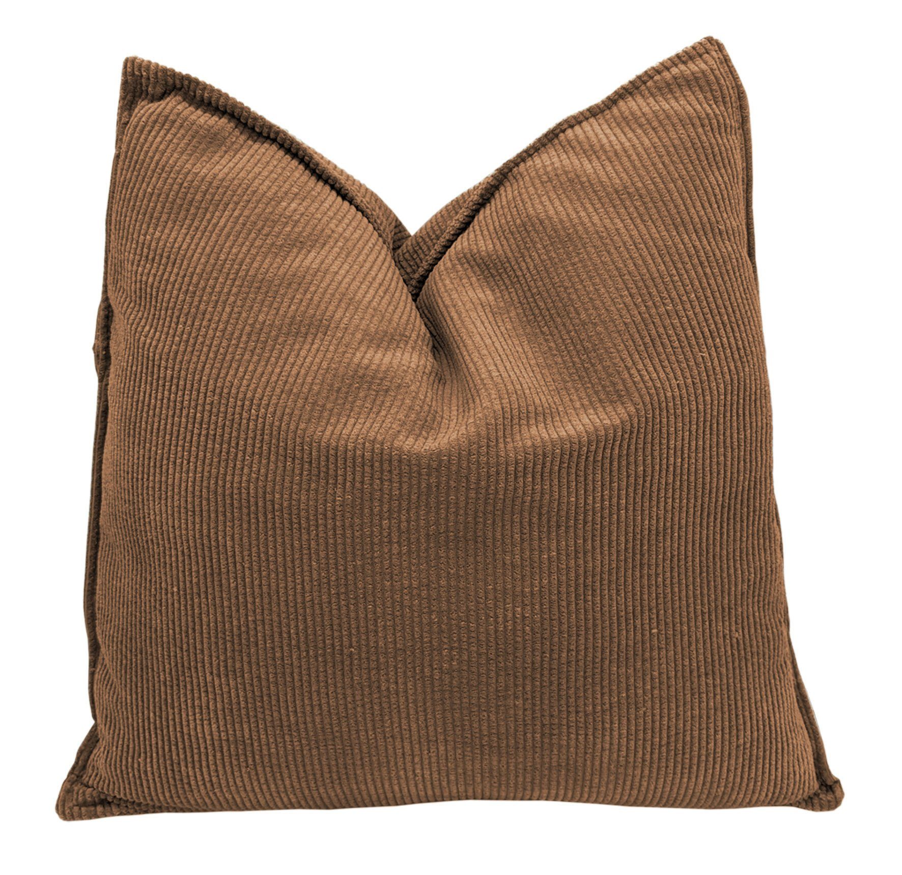 Spetebo Dekokissen Cord Deko Kissen 2er Set je 45cm - braun, Zierkissen mit Füllung und Bezug