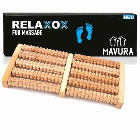 MAVURA Fußmassagegerät RELAXOX Premium Fußmassageroller Holz Fußmassage Fuß Massage, Roller Gerät Holzroller Wellness Massageroller Fußroller Reflexroller