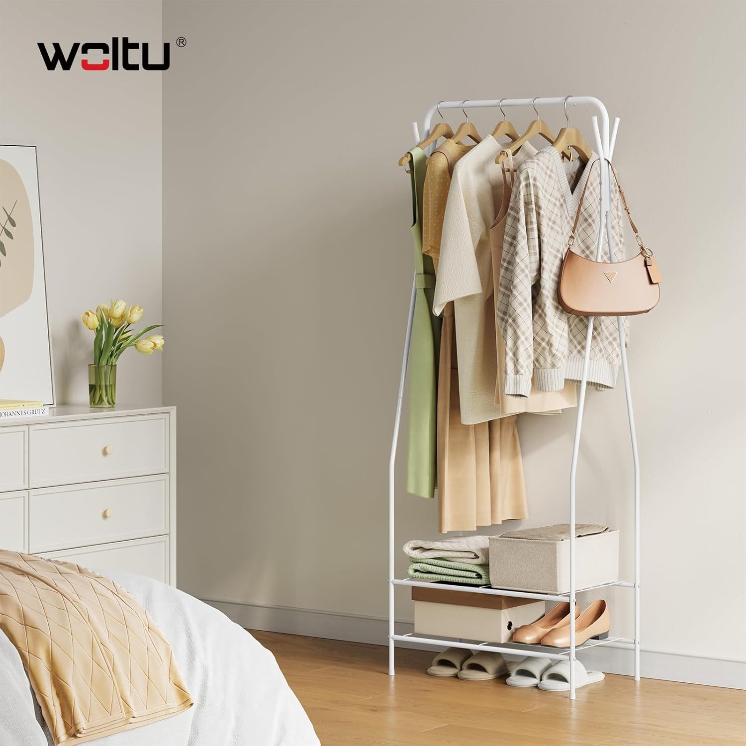 Woltu Kleiderständer, (1 St), Garderobenständer, 2 Ablagen, platzsparend günstig online kaufen