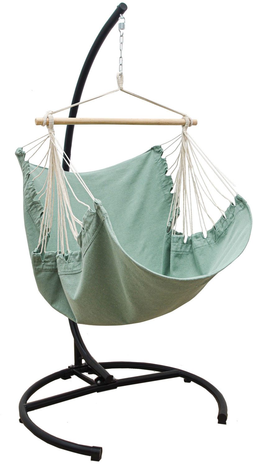 AMANKA Hängestuhl XL Hängesessel mit Gestell aus Baumwolle und Stahl, XL Hängesessel mit Gestell aus Baumwolle und Stahl