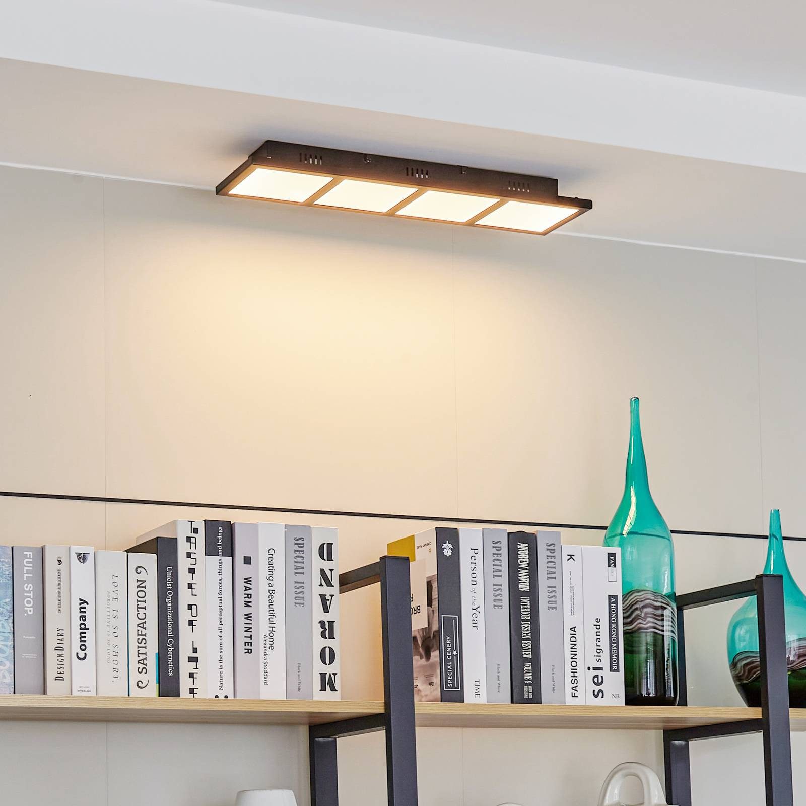 Lindby Deckenleuchten Raymie, LED, Kunststoff Schwarz Farbwechsel RGB + weiß IP20 mit Fernbedienung, LED 19 W gesamt, Farbwechsel RGB + weiß