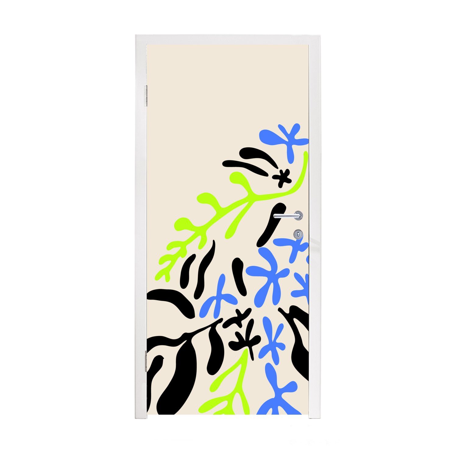 MuchoWow Türtapete Blatt - Abstrakt - Muster, Matt, bedruckt, (1 St), Fototapete für Tür, Türaufkleber, 75x205 cm
