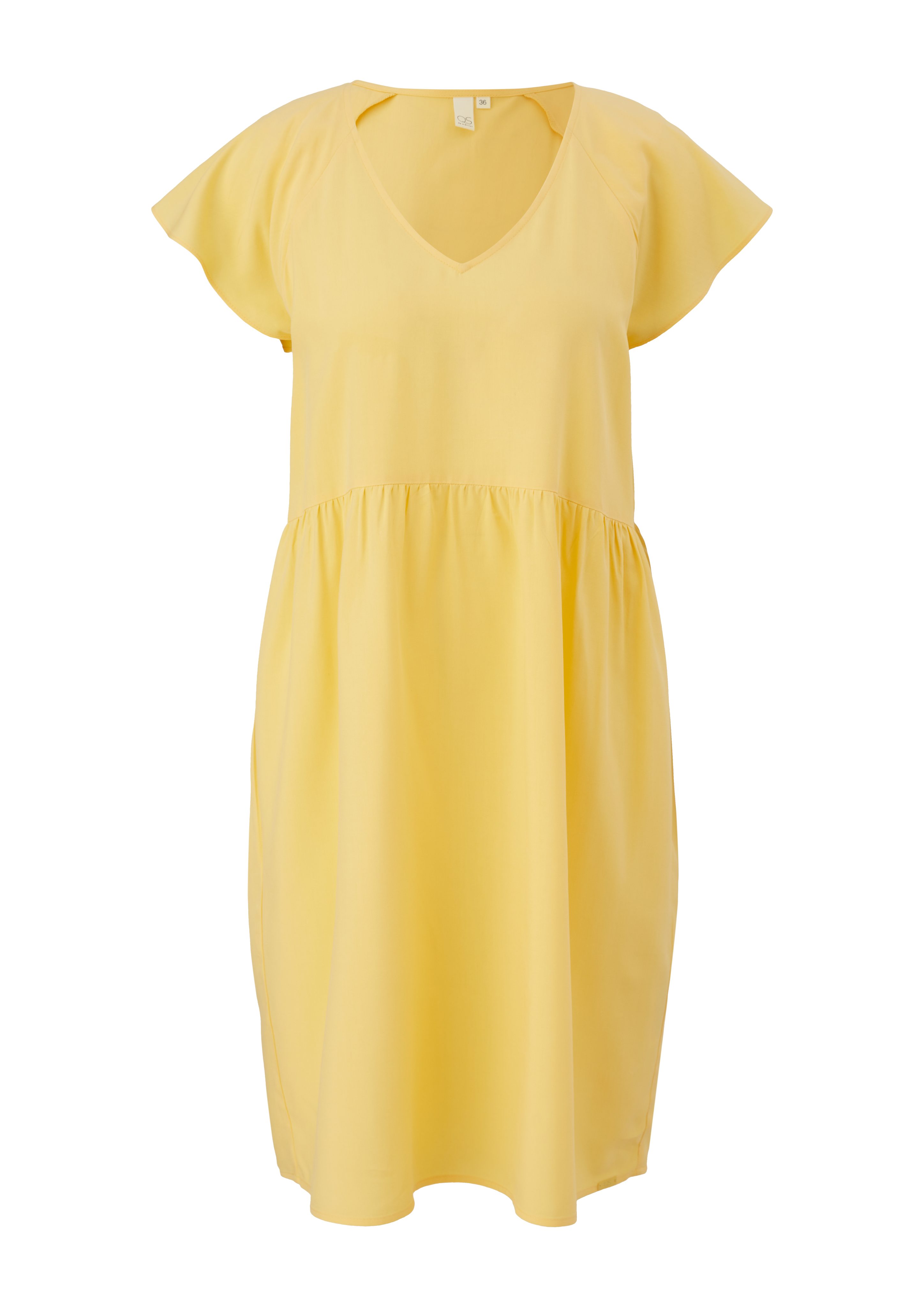 QS Minikleid Kleid Kurzes aus Viskose vanille Raffung