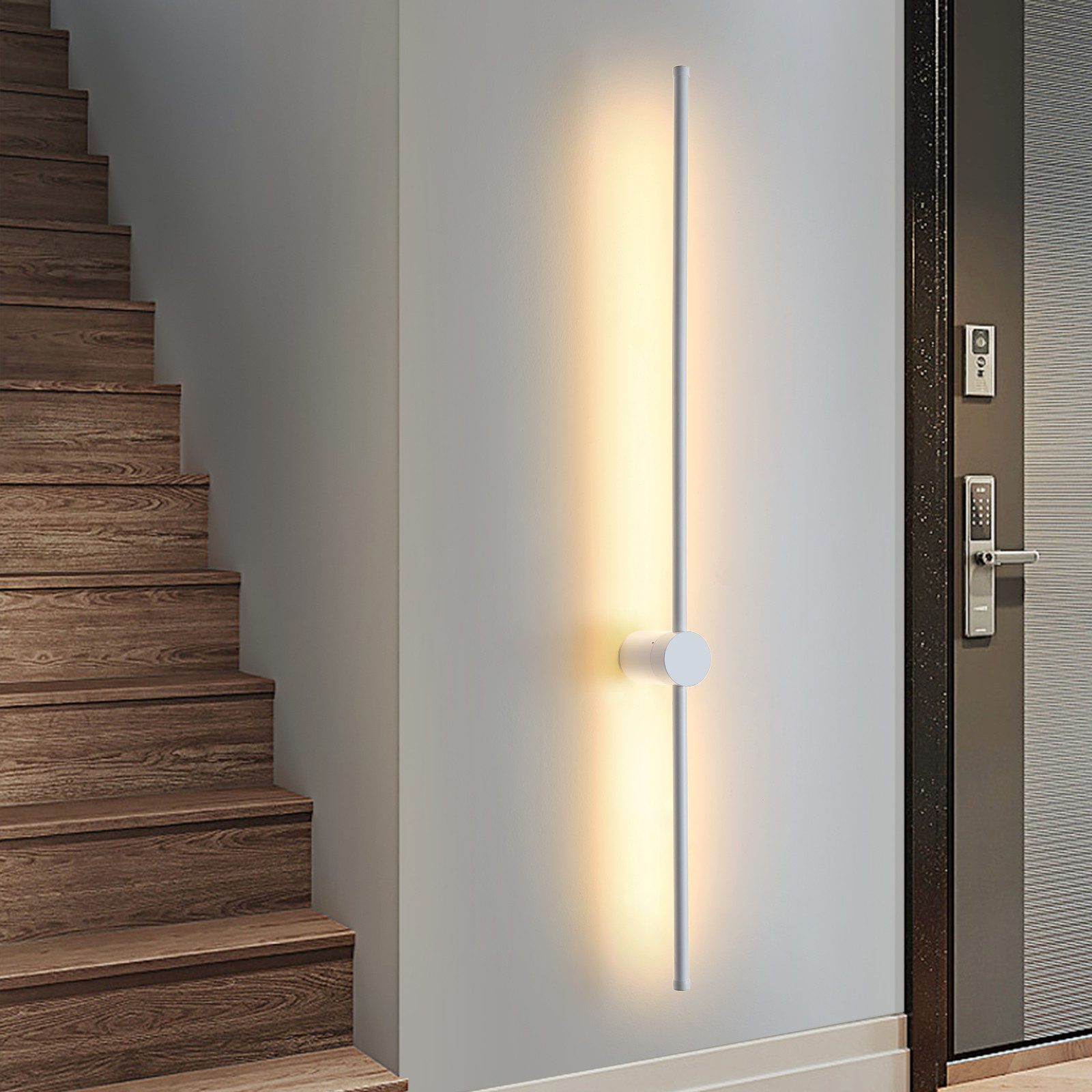 ZMH LED Wandleuchte Innen 60/100CM Weiß Flurlampe Modern 3000K für Wohnzimmer, LED fest integriert, Warmweiß, Schwenkbar 90° Bettlampe für Flur Treppenhaus