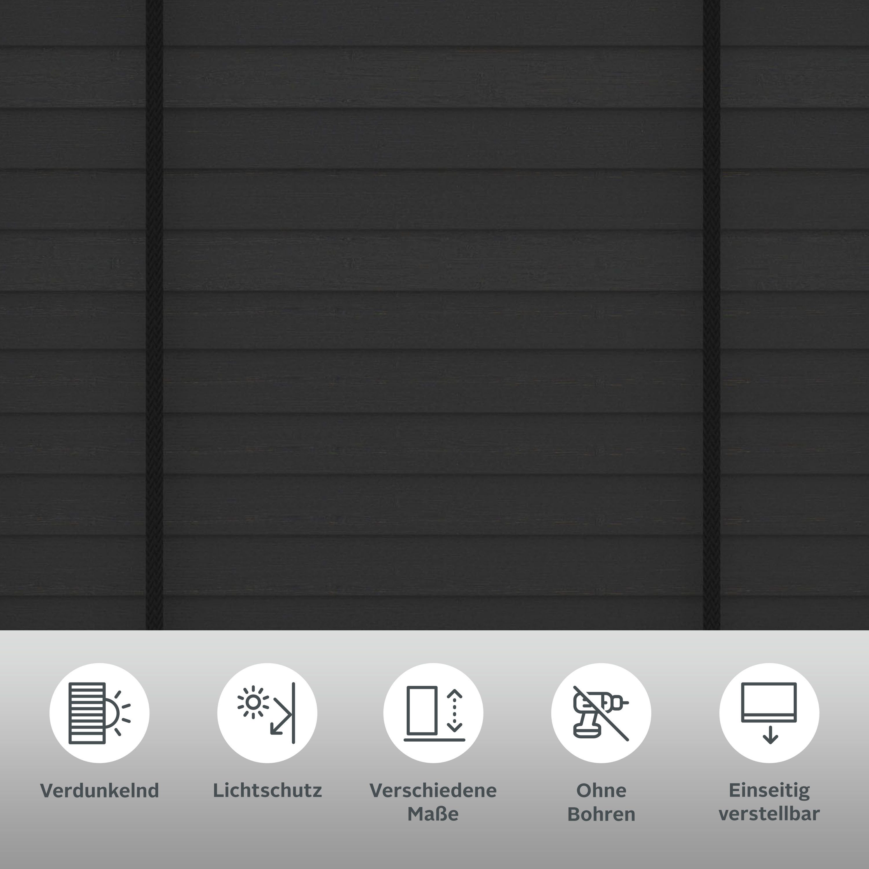 my home Jalousie Kassandra, ohne Bohren, freihängend, Bambus, Klemmträger mit Feststellschraube