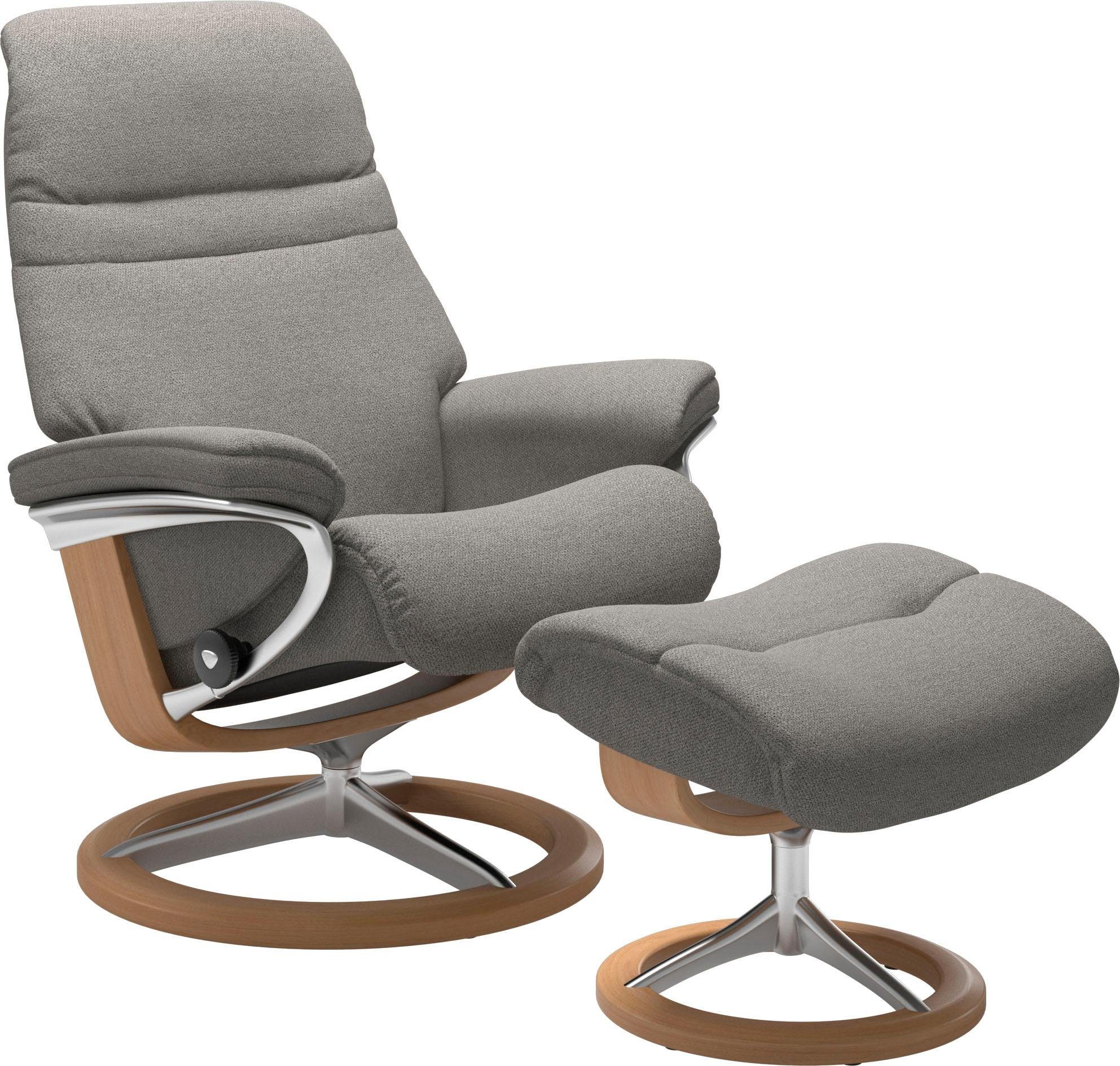 Stressless® Relaxsessel (Set, Hocker), Sunrise mit Eiche Signature Gestell Größe Base, L, Relaxsessel mit