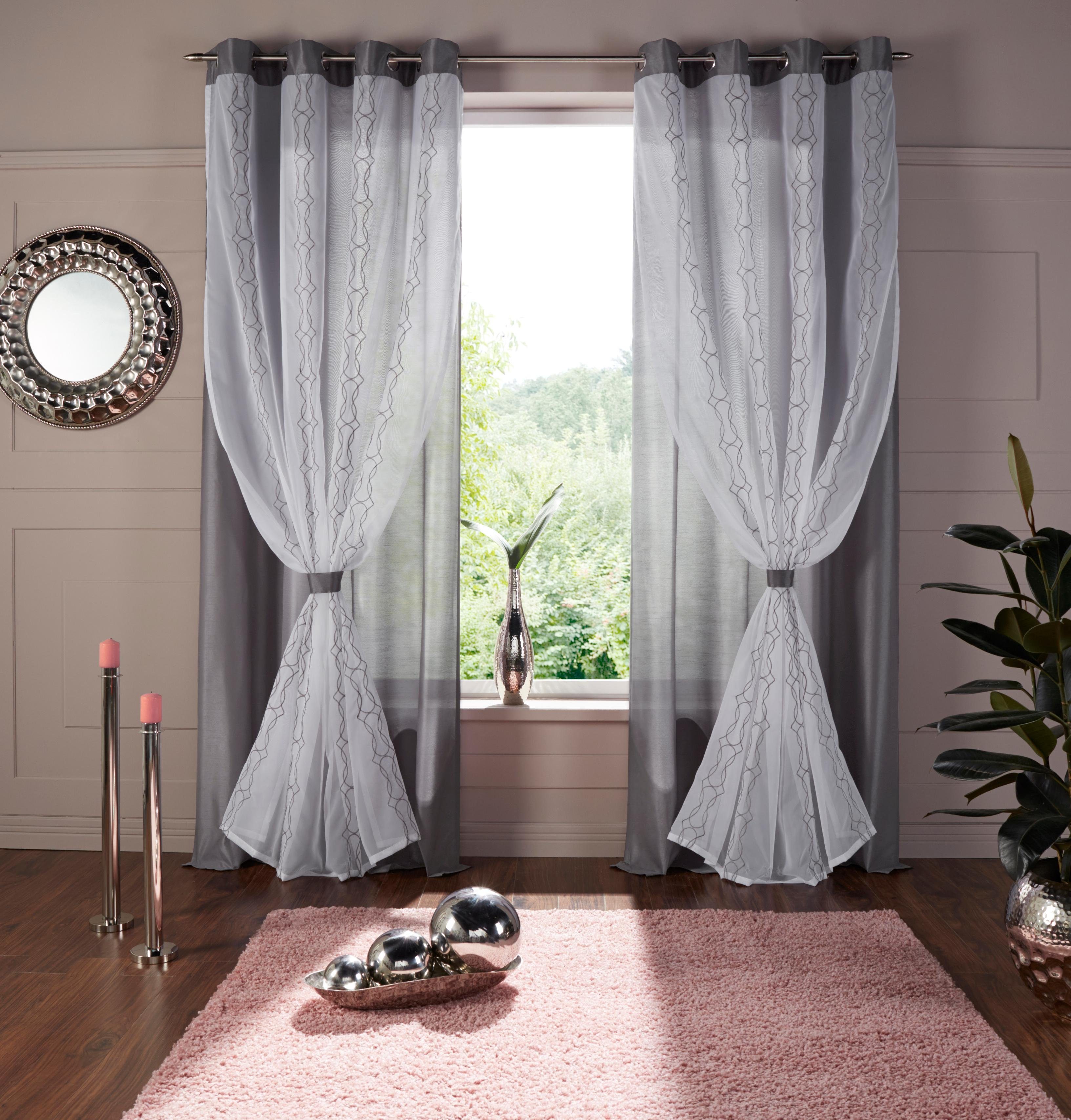 Home affaire Gardine Blair (1 St), Ösen, halbtransparent, doppellagig, tran günstig online kaufen