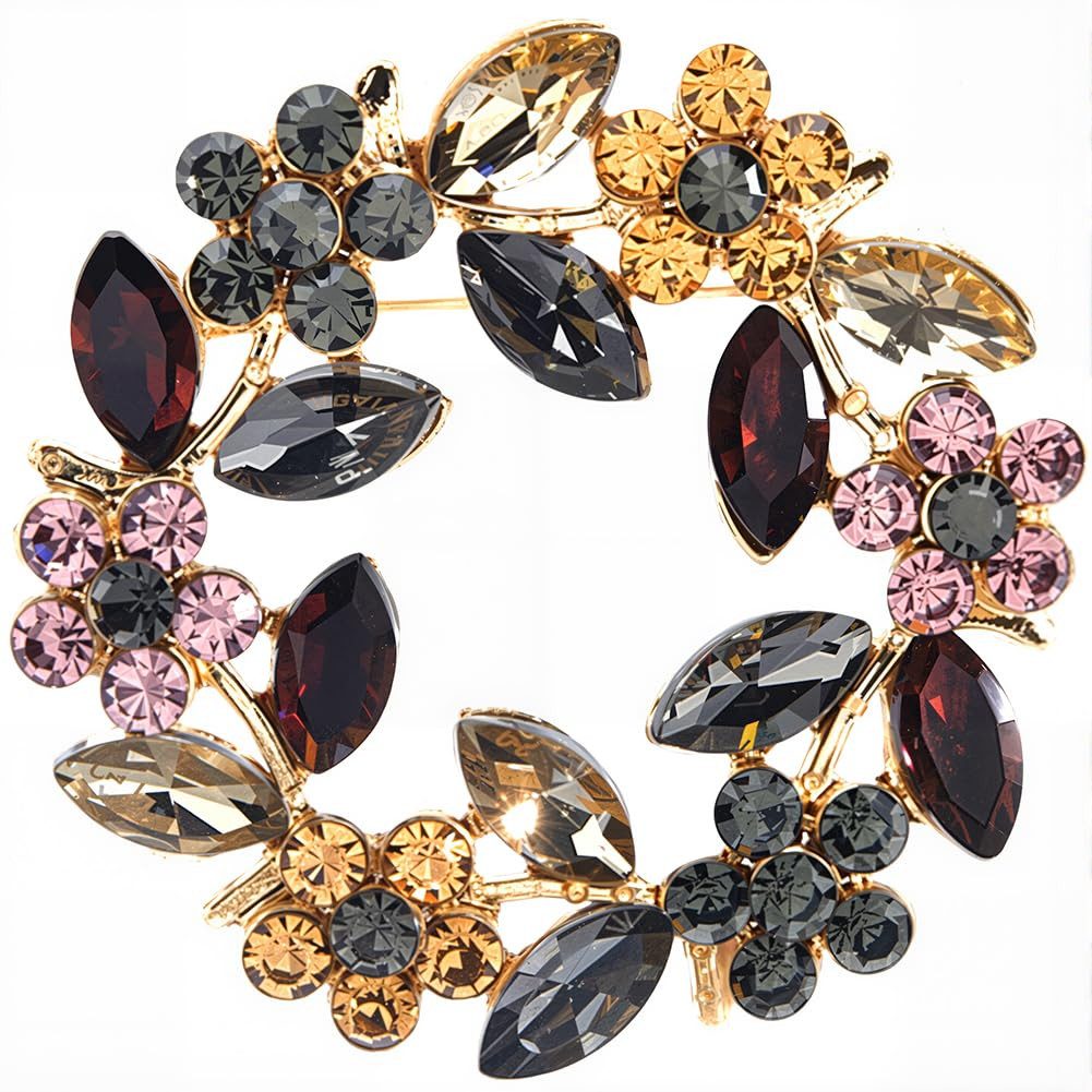 FOUORTUNATE-BEE Brosche Blumenkranz-Brosche mit Strass, eleganter Anstecker günstig online kaufen