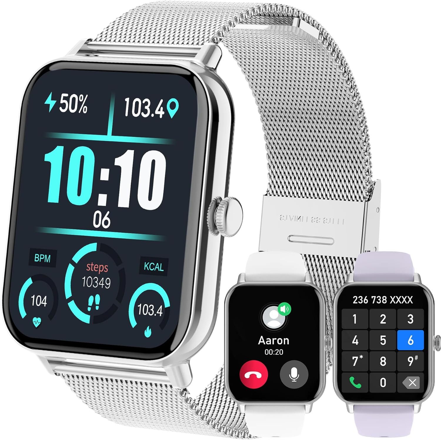 Betatree Damen%27s & Herren%27s Anruf und WhatsApp Funktion 120+ Sportmodus Smartwatch (1,85 Zoll, Android/iOS), mit Herzfrequenzmesser, Schlafüberwachung Blutdruckmessung LCD-Display