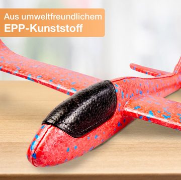 Flanacom Spielzeug-Flugzeug XXL Styroporflugzeug Styroporflieger für Kinder, (Set, 6-tlg., 2-tlg), zweifarbig