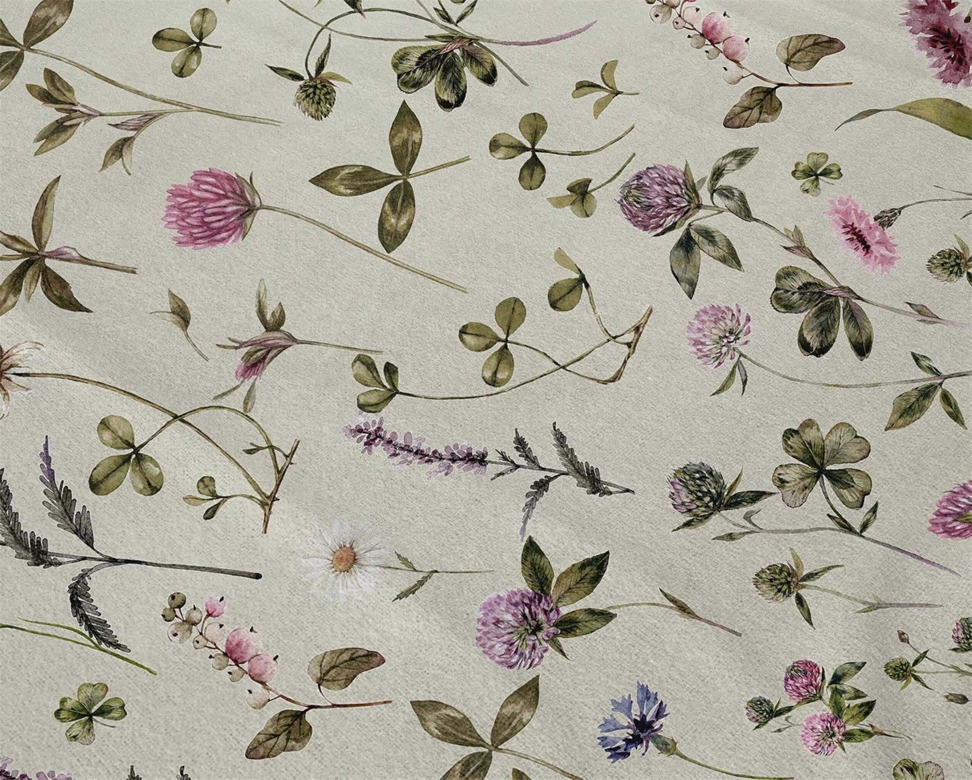 Heckett and Lane Bettwäsche Heckettlane Flanell Bettwäsche 155x220 Harper Pistachio Green Klee, Flanell, 2 teilig, mollig warm, für den Winter