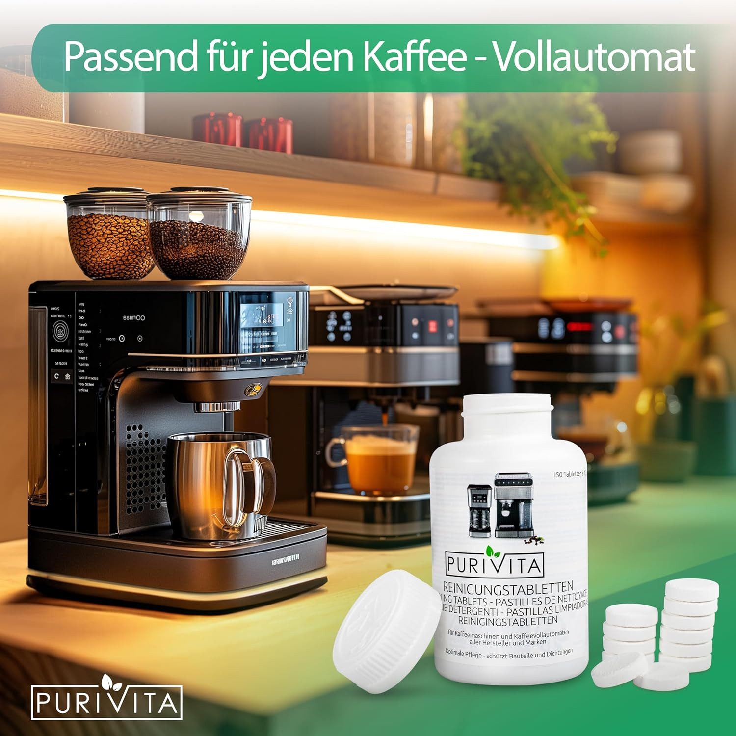 Purivita 2-Phasen REINIGUNGSTABLETTEN Kaffeevollautomaten 50 Tabs 2-Phasen 2-Phasen-Reinigungstabletten (50-St)