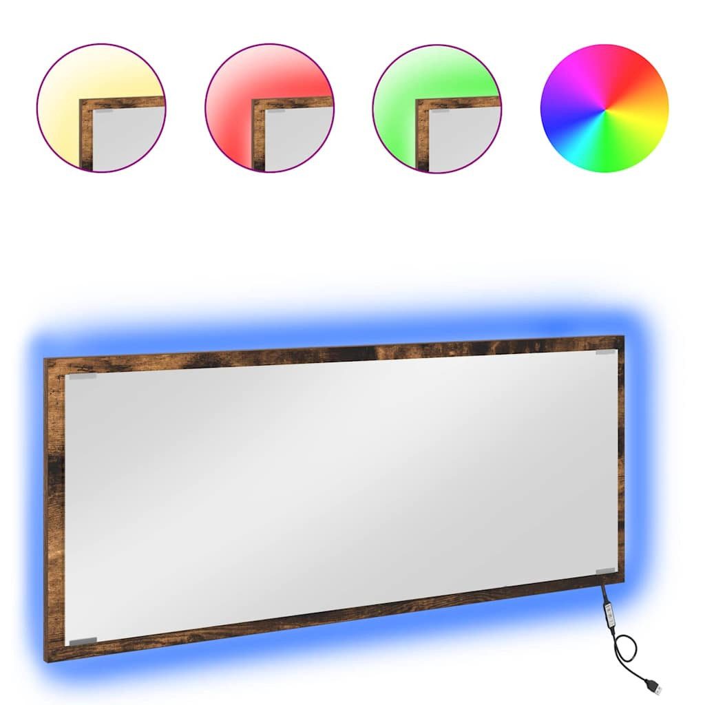 vidaXL Badezimmerspiegelschrank Spiegel Geräucherte Eiche 90 x 8,5 x 37 cm Holzwerkstoff (1-St)