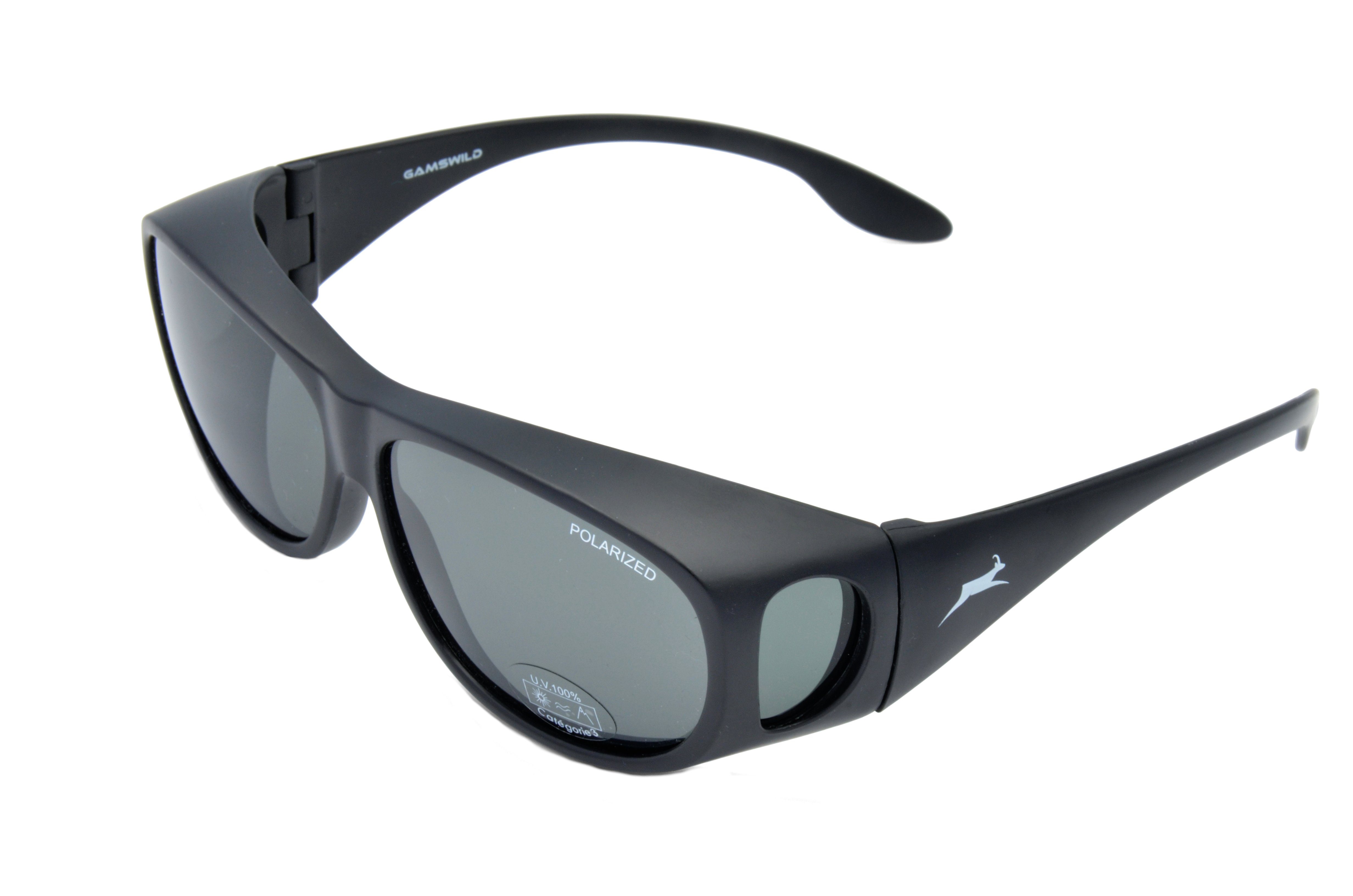 Gamswild Sonnenbrille WS4323 Überbrille Sportbrille Damen Herren, braun, gelb, blau, unisex, universelle Passform polarisiert grau
