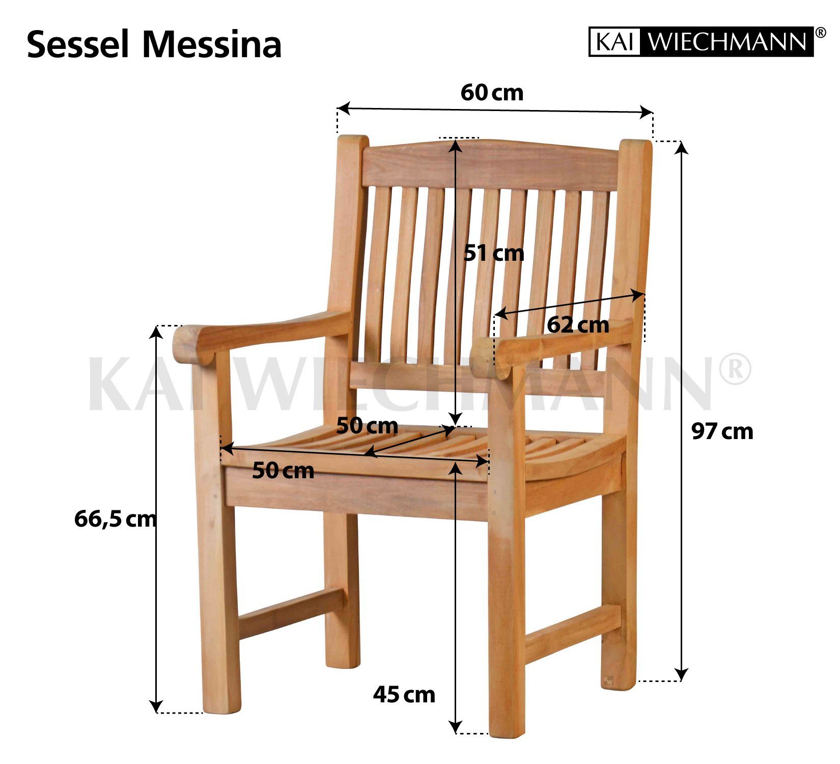 Kai Wiechmann Gartensessel Teak und nachhaltiger Holzsessel, Sessel Teakholzsessel Form, ergonomischer robuster mit unbehandelter Massiver