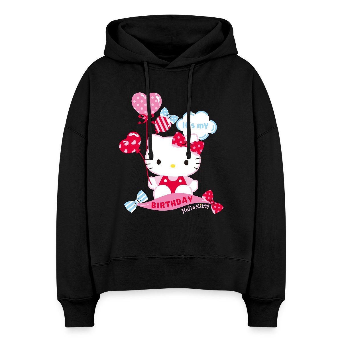 Hoodie Hello Kitty Mit Ballons Mein Geburtstag Frauen Boxy Organic Hoodie