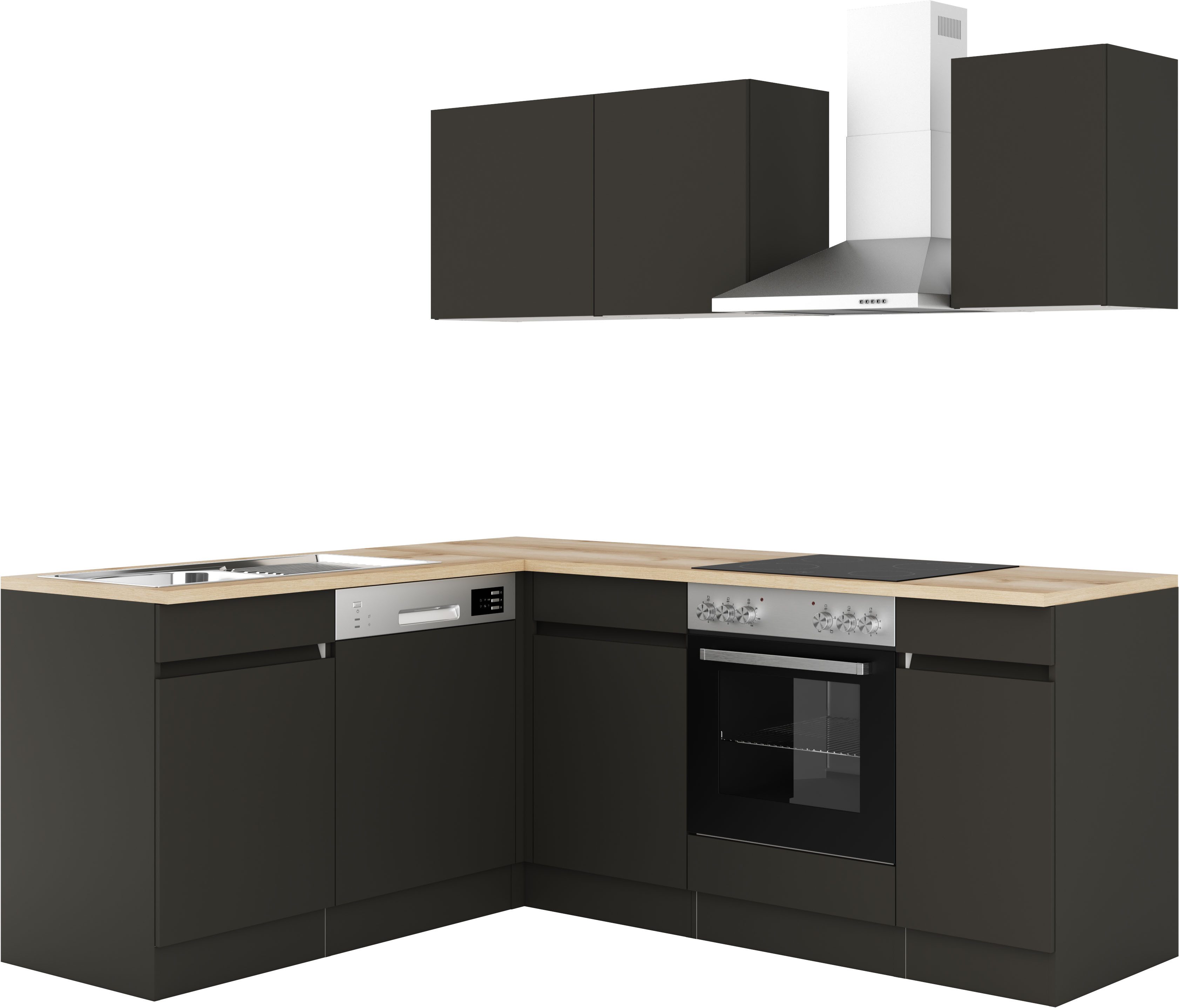 OPTIFIT Küchenzeile Roth, Stellmaße 210x175 cm, wahlweise mit E-Geräten, Push-to-Open