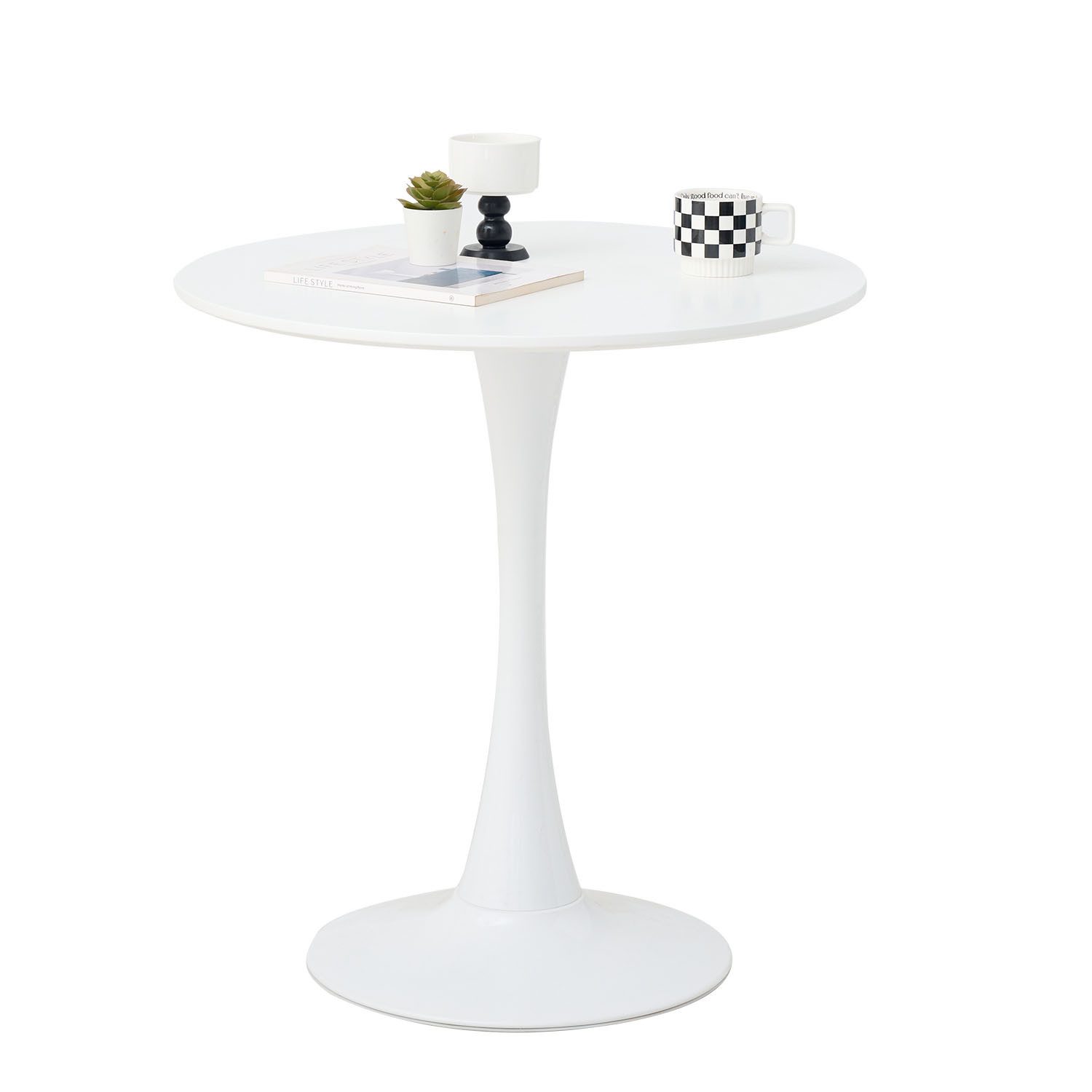 GrandCA HOME Esstisch Moderner Esstisch im Minimalistischen Stil, Runder Küchentisch (1-St), aus MDF, 70/80/110cm×75cm, Weiß/Schwarz