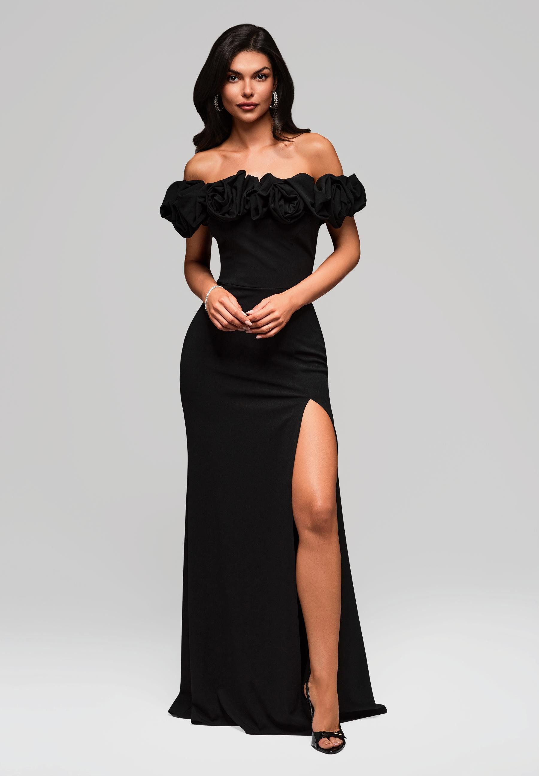 OMBRE Abendkleid Elegantes Maxikleid mit Drappierung am Ausschnitt und Bein günstig online kaufen