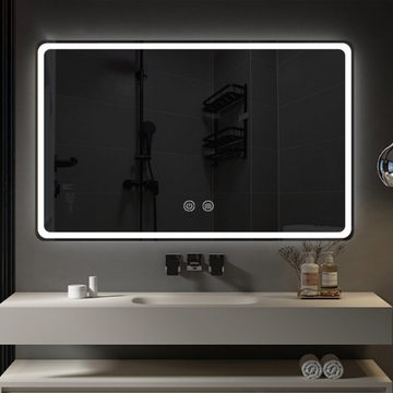 Tidyard Badspiegel Intelligenter Badezimmerspiegel mit LED-Leuchten (Beschlagfreier, Wandmontierter, Touch-Schalter, Farbtemperatur Einstellbar), IP44 Wasserdicht, 70*50*4.4cm