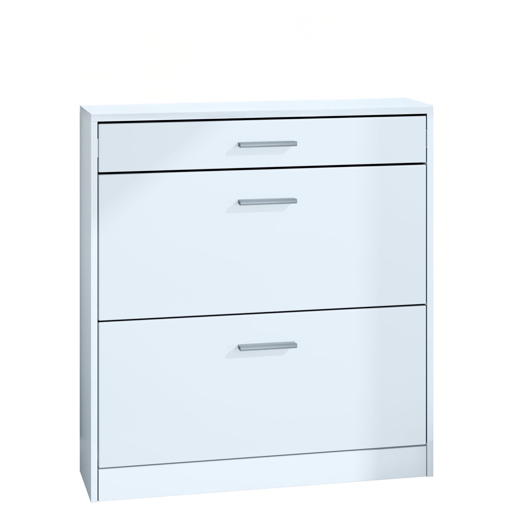 InnoFurn Schuhschrank Roma Schuhkipper (Schuhkommode, Weiß matt (89 x 95,5 x 23 cm) Platzsparender Schuhkipper Flurschrank für Diele Flur Garderobe