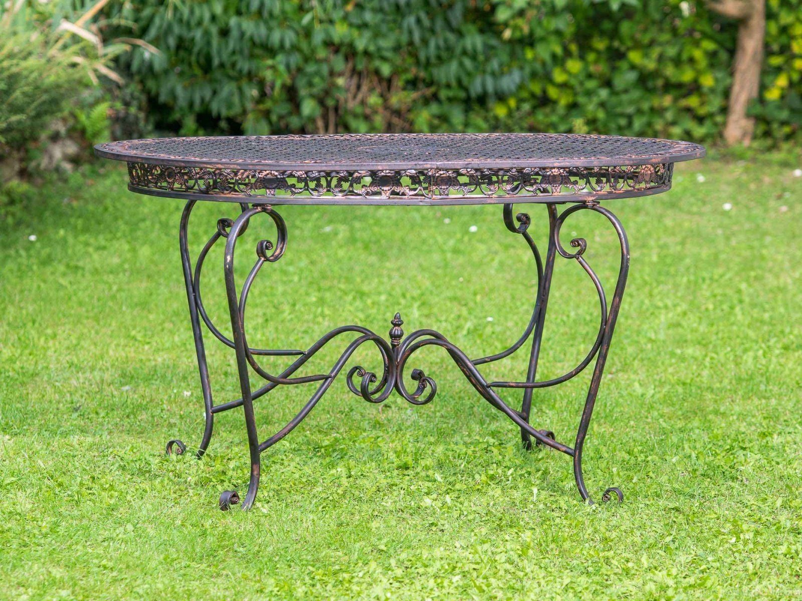 Gartentisch Aubaho Schmiedeeisen Gartenmöbel St Tisch antik 135cm braun Eisen Gartentisch
