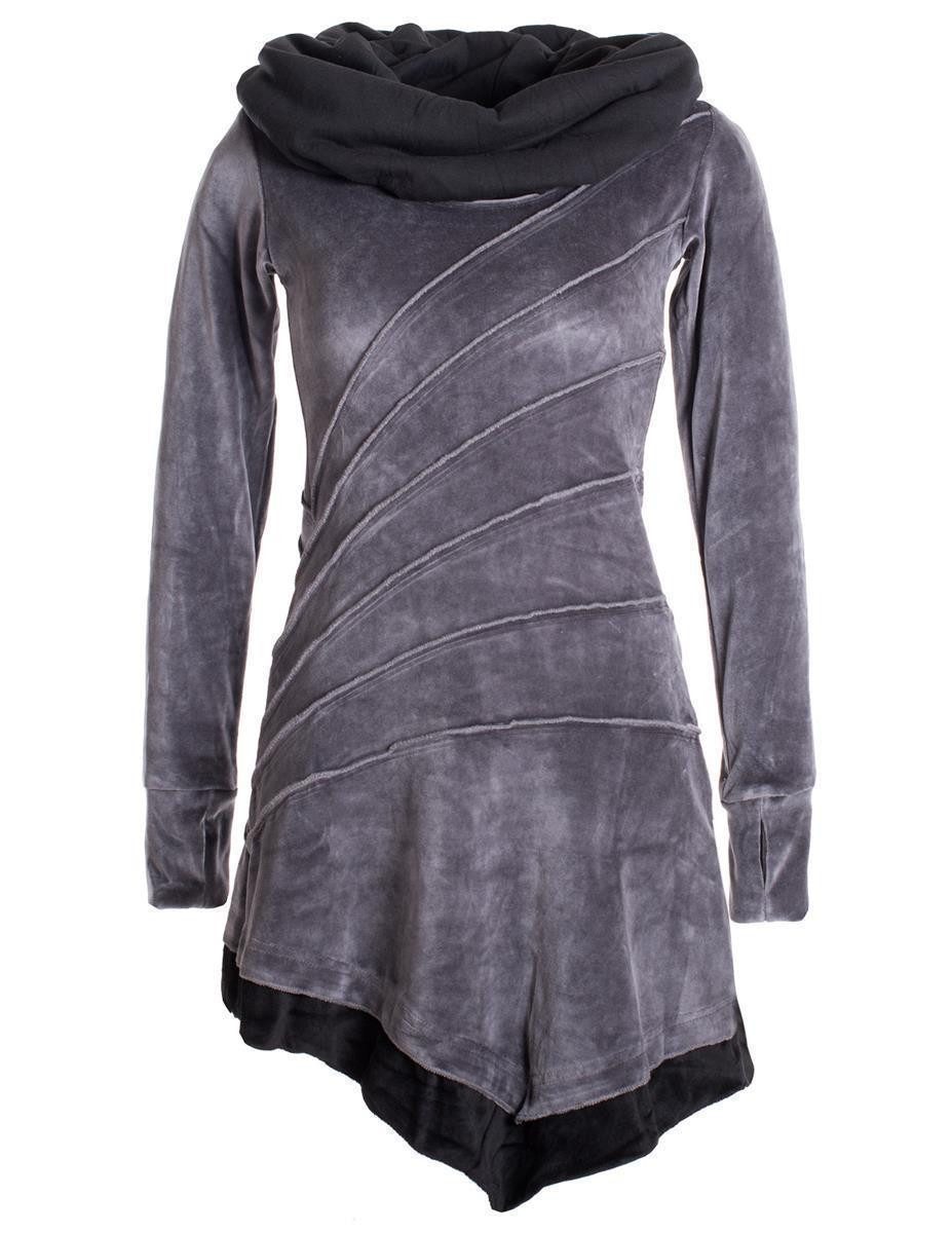 Vishes Zipfelkleid Asymmetrisches Patchwork Samtkleid Schalkragen günstig online kaufen