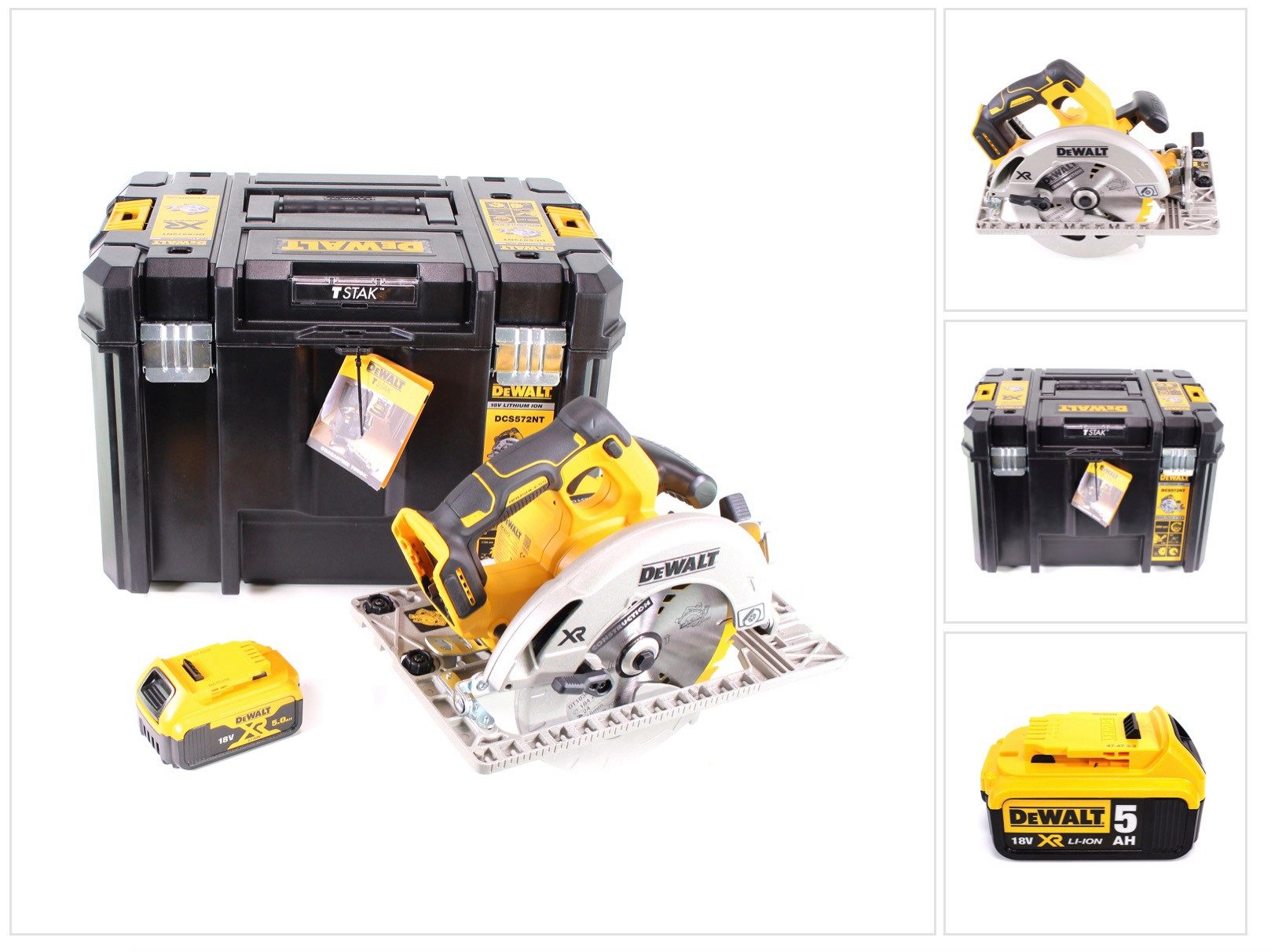 DeWalt Kompakt-Handkreissäge DCS 572 NT Akku Handkreissäge 18V 184 x 16 mm + 1x Akku 5,0 Ah + T-ST