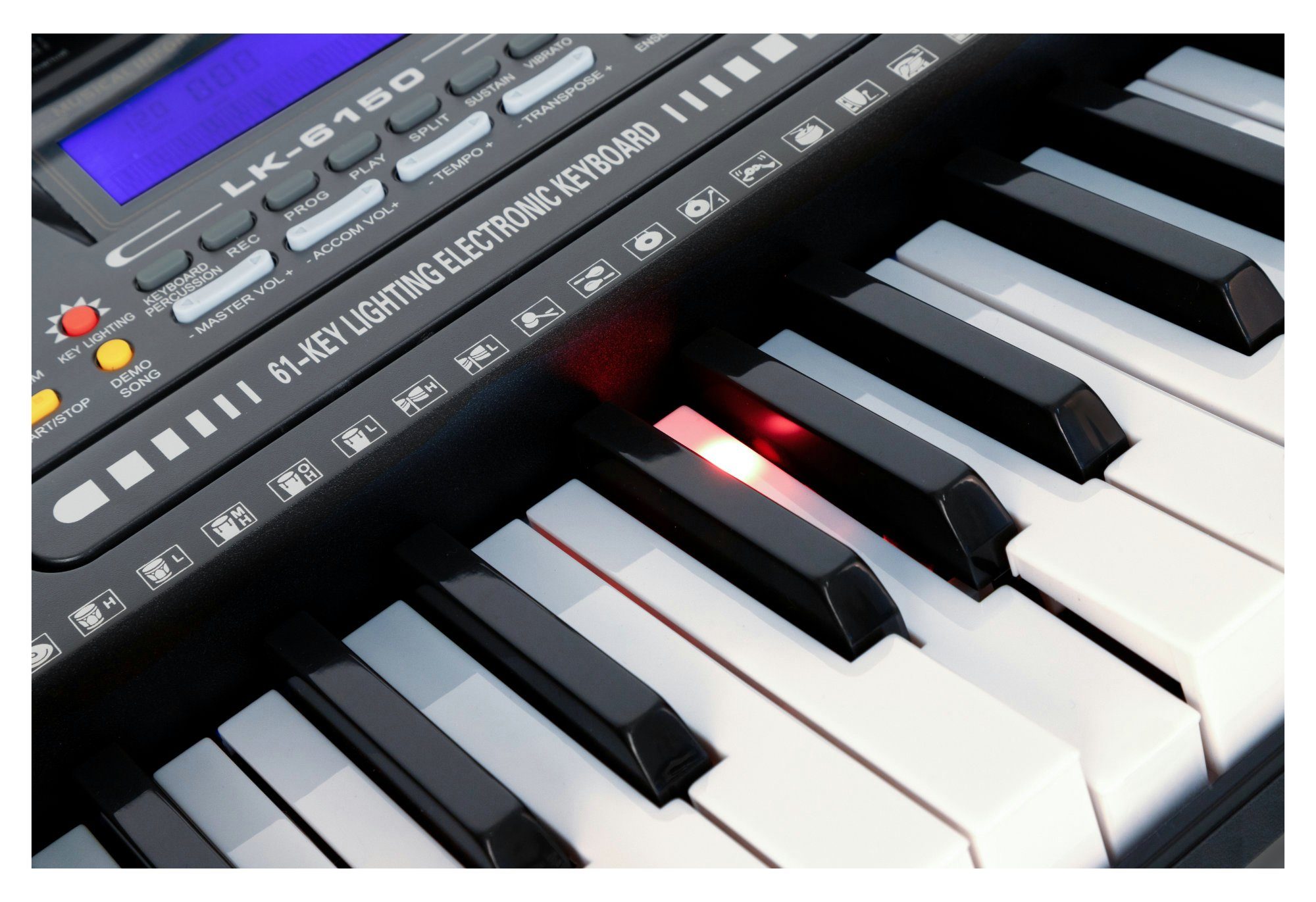 McGrey Home-Keyboard LK-6150 - Einsteiger-Keyboard mit 61 Leuchttasten (Schüler-Set, 2-St., mit Notenhalter & Keyboardschule), 255 Sounds und Rhythmen - integrierter MP3-Player & Lernfunktionen