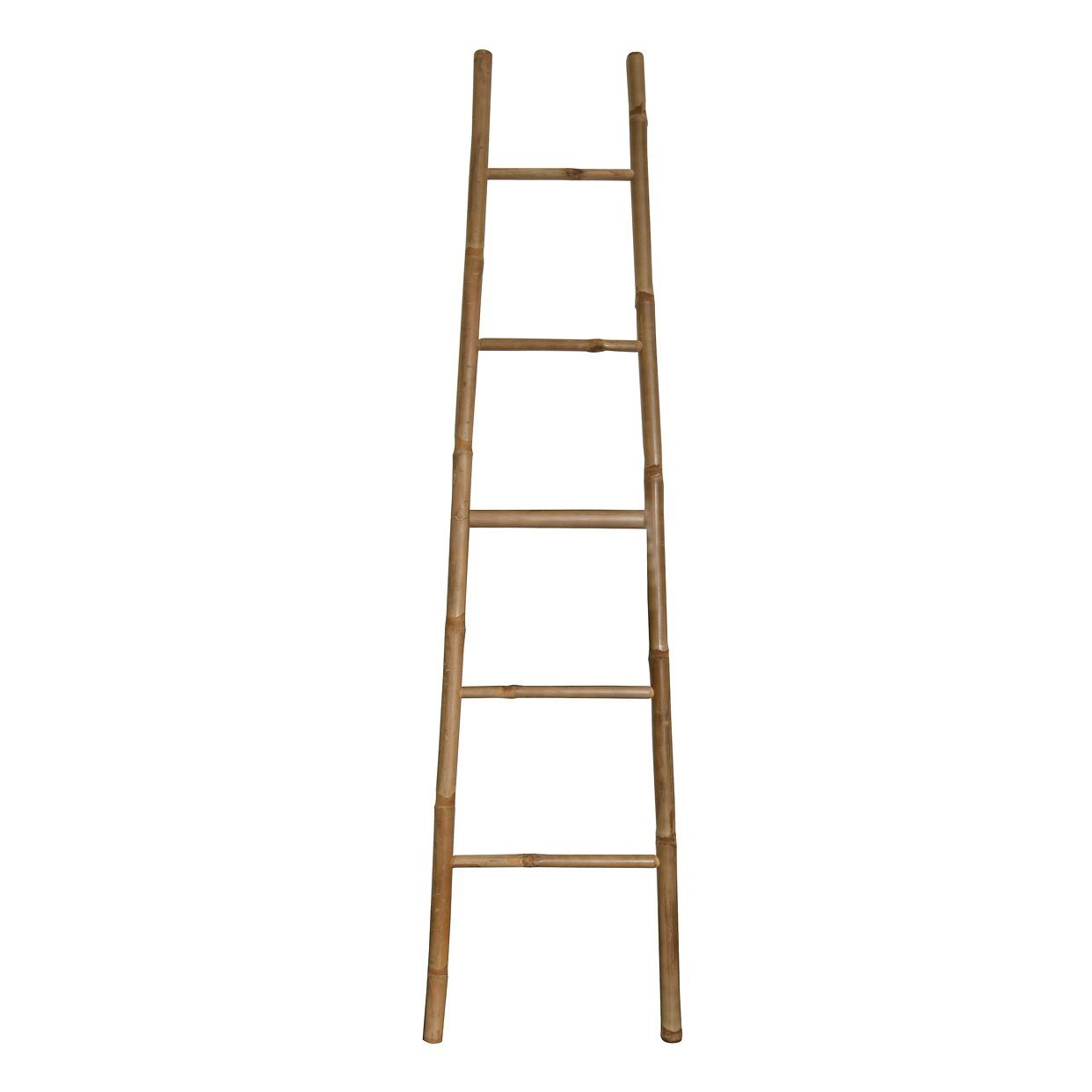 MSV Handtuchleiter BAMBOU, Dekorative Bambusleiter, Handtuchhalter, Kleiderständer, ohne Bohren, 5 Sprossen, 100% echter Bambus, Made in Vietnam, Höhe 150 cm, natur