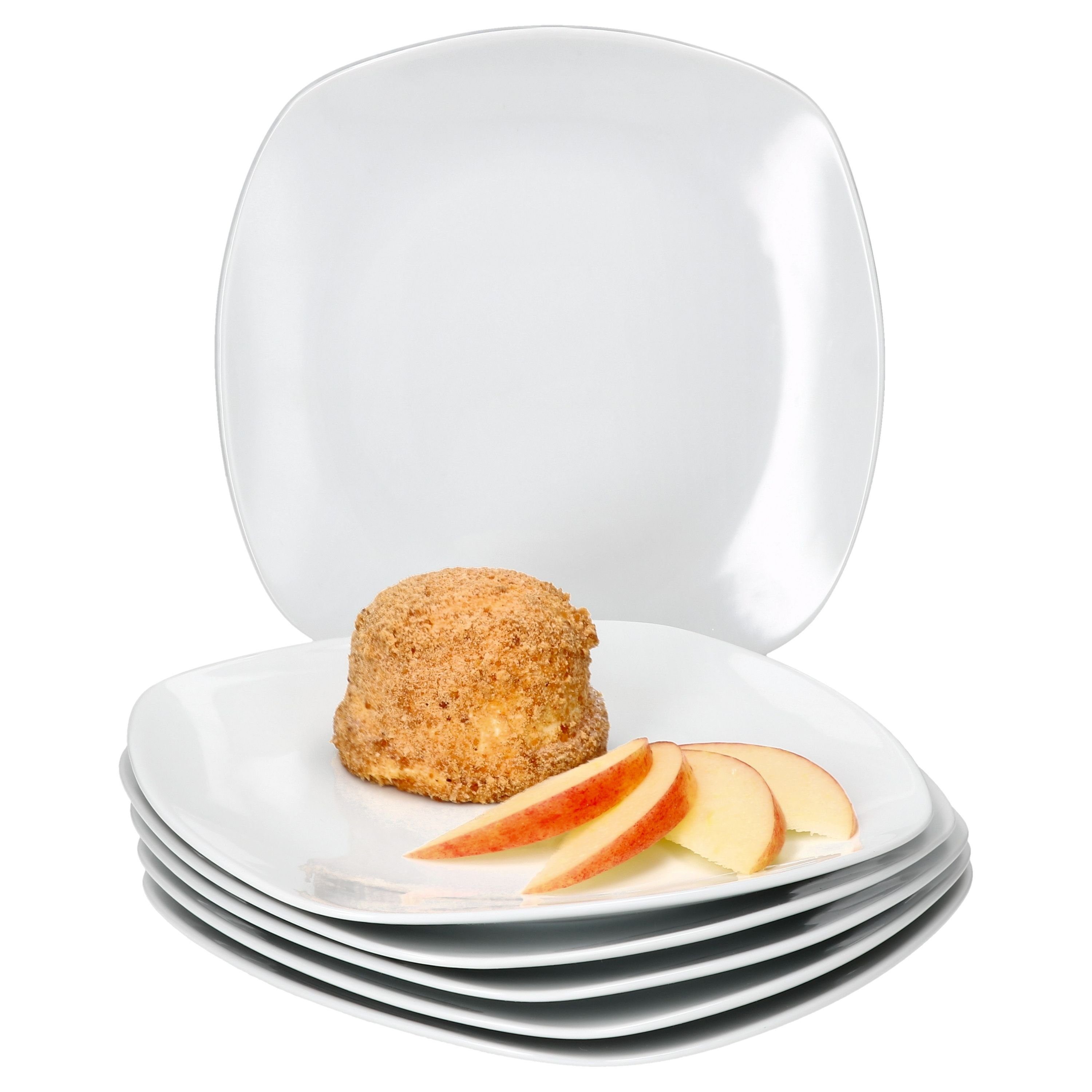 Frühstücksteller 6er Set Lotta Kuchenteller weiß Porzellan