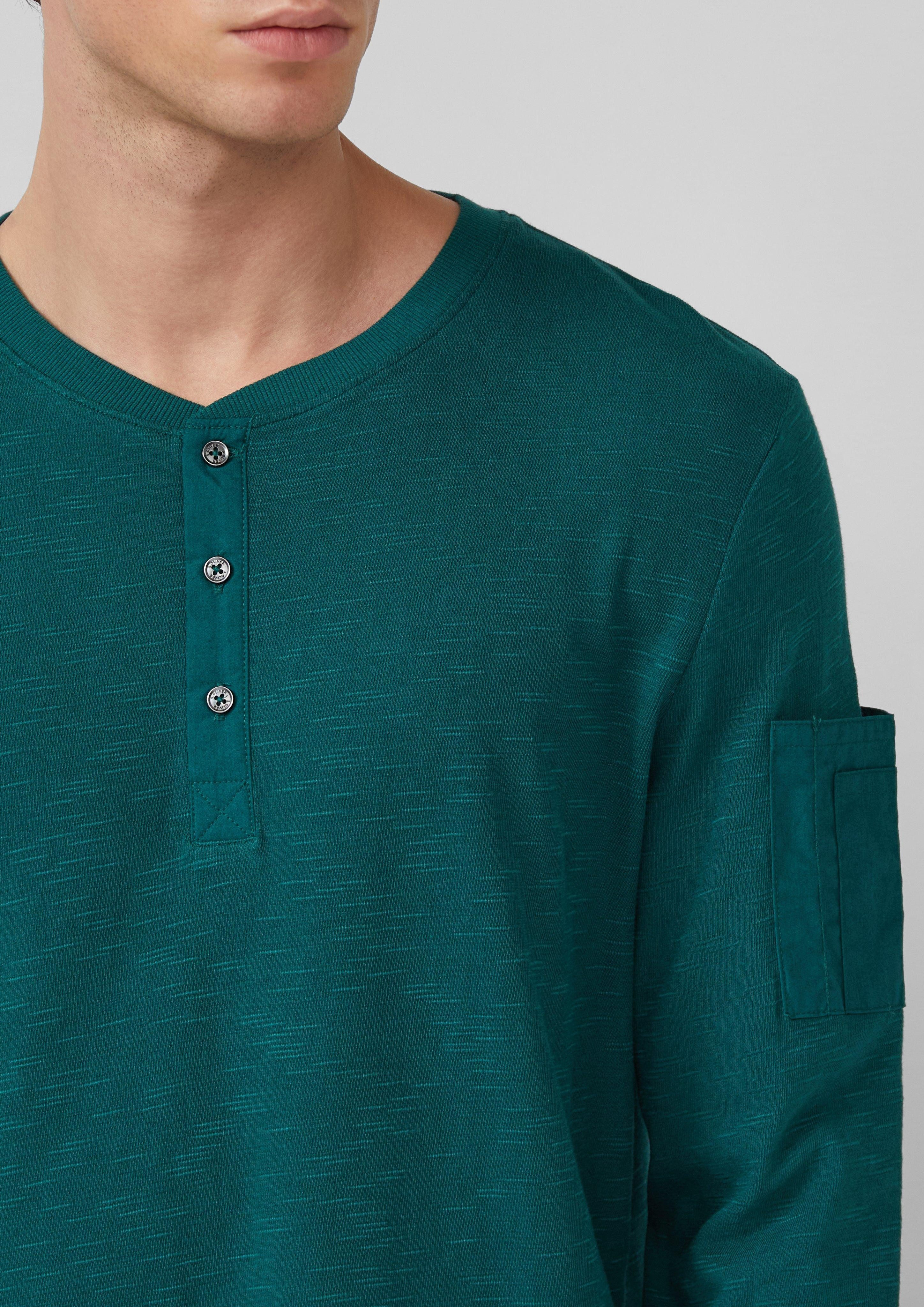 s.Oliver Langarmshirt Henley-Longsleeve mit Flammgarnstruktur und günstig online kaufen