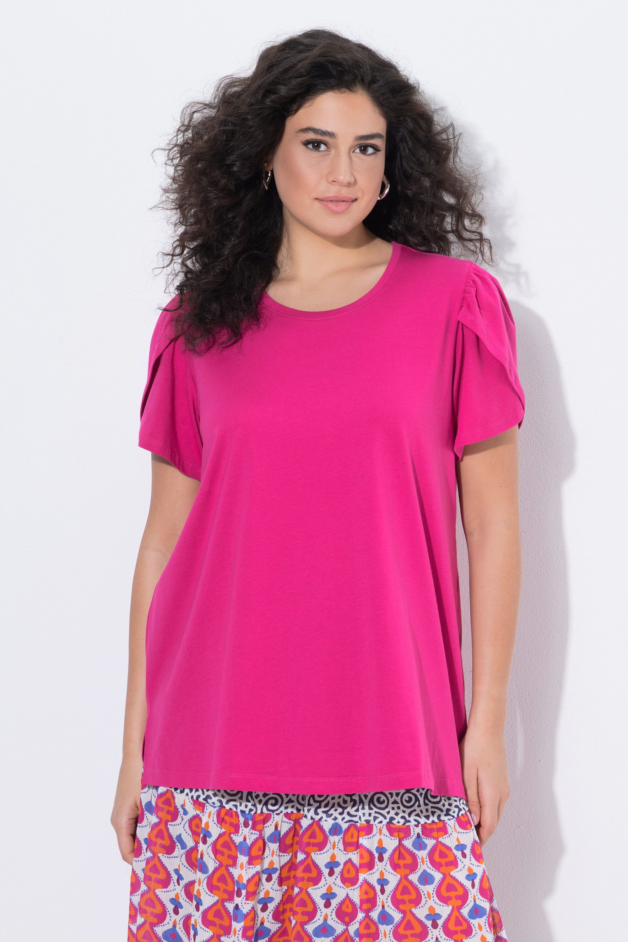 T-Shirt T-Shirt Lagenoptik A-Linie Rundhals Halbarm