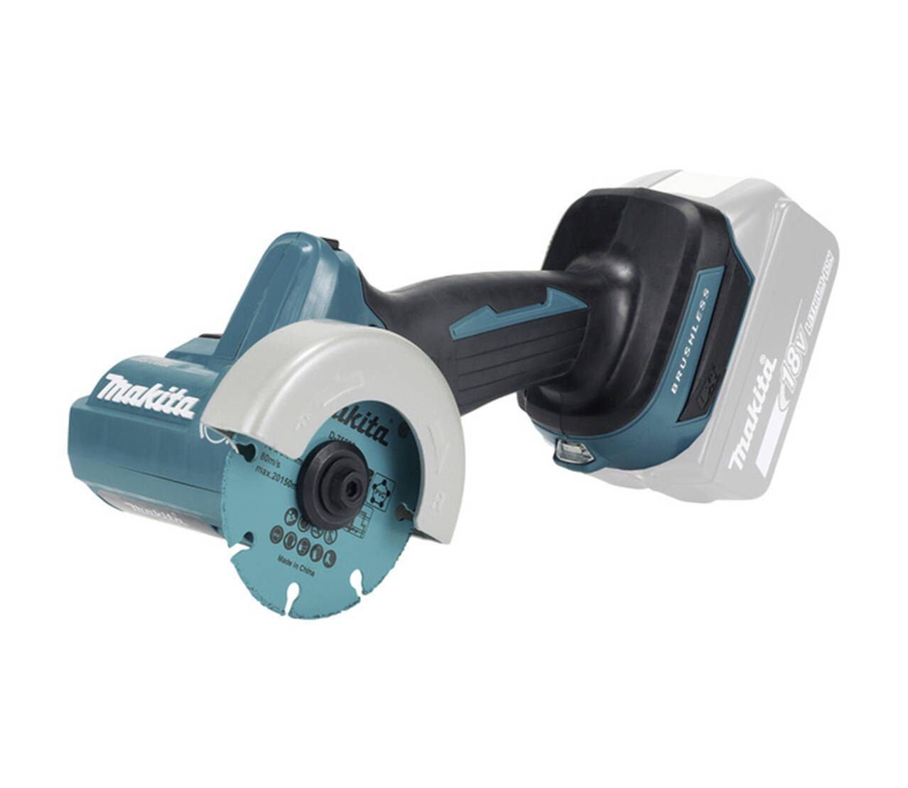 Makita Akku-Winkelschleifer DMC300Z, max. 20000 U/min, (Solo, Akku-Winkelschleifer, 2 Trennscheiben), LXT, Konstantelektronik, LED Arbeitsleuchte