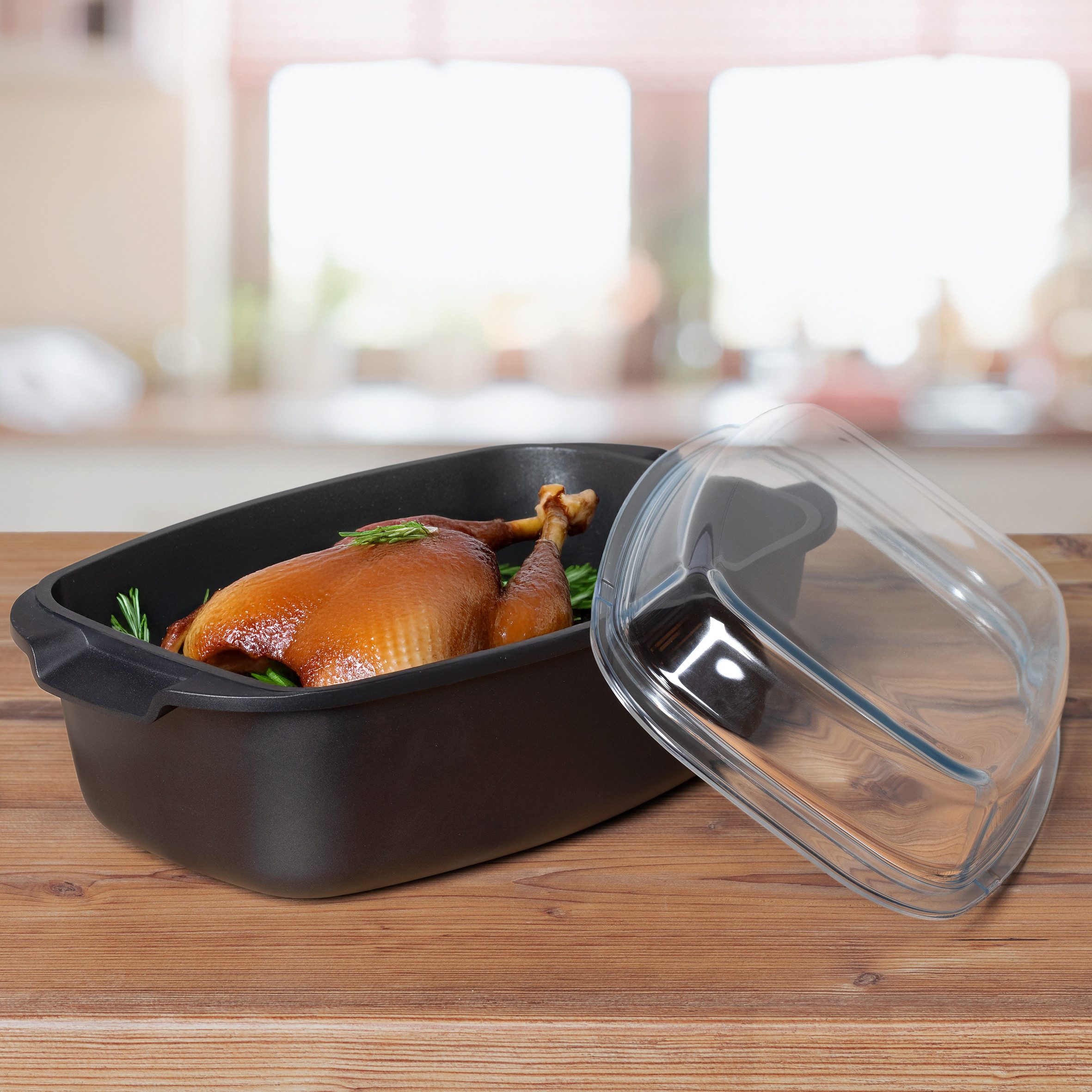 Haushalt International Bratentopf Brattopf, Bräter, Backofentopf, Bräter und Deckel bis 180°C backofenfest