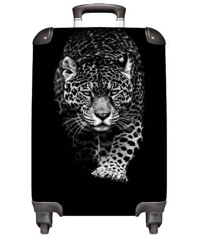 MuchoWow Handgepäckkoffer Tiere - Schwarz - Leopard - Weiß - Wild, 4 Rollen, Reisetasche mit rollen, Handgepäck für Ferien, Trolley, Reisekoffer