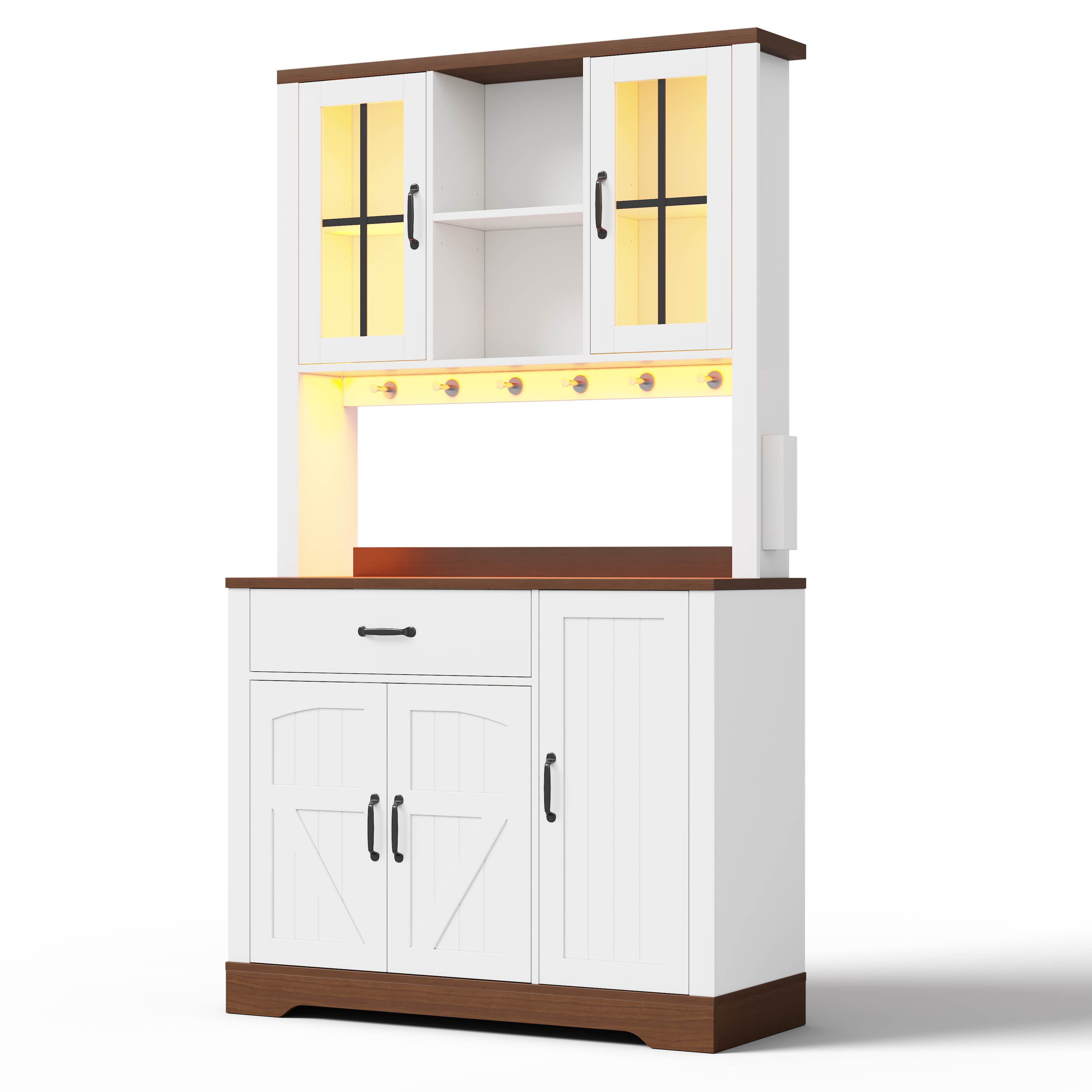 Fine Life Pro Standvitrine Hochschrank im Scheunenstil 185×105×40 cm mit LED & Steckdosen