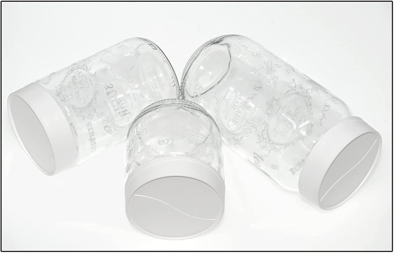 Küche, Aufbeöwahrungsdosen Lashuma Glas, Deckel 3-tlg), mit Vorratsdose in Grßen 3 (Set, Weiß, Vorratsgläser