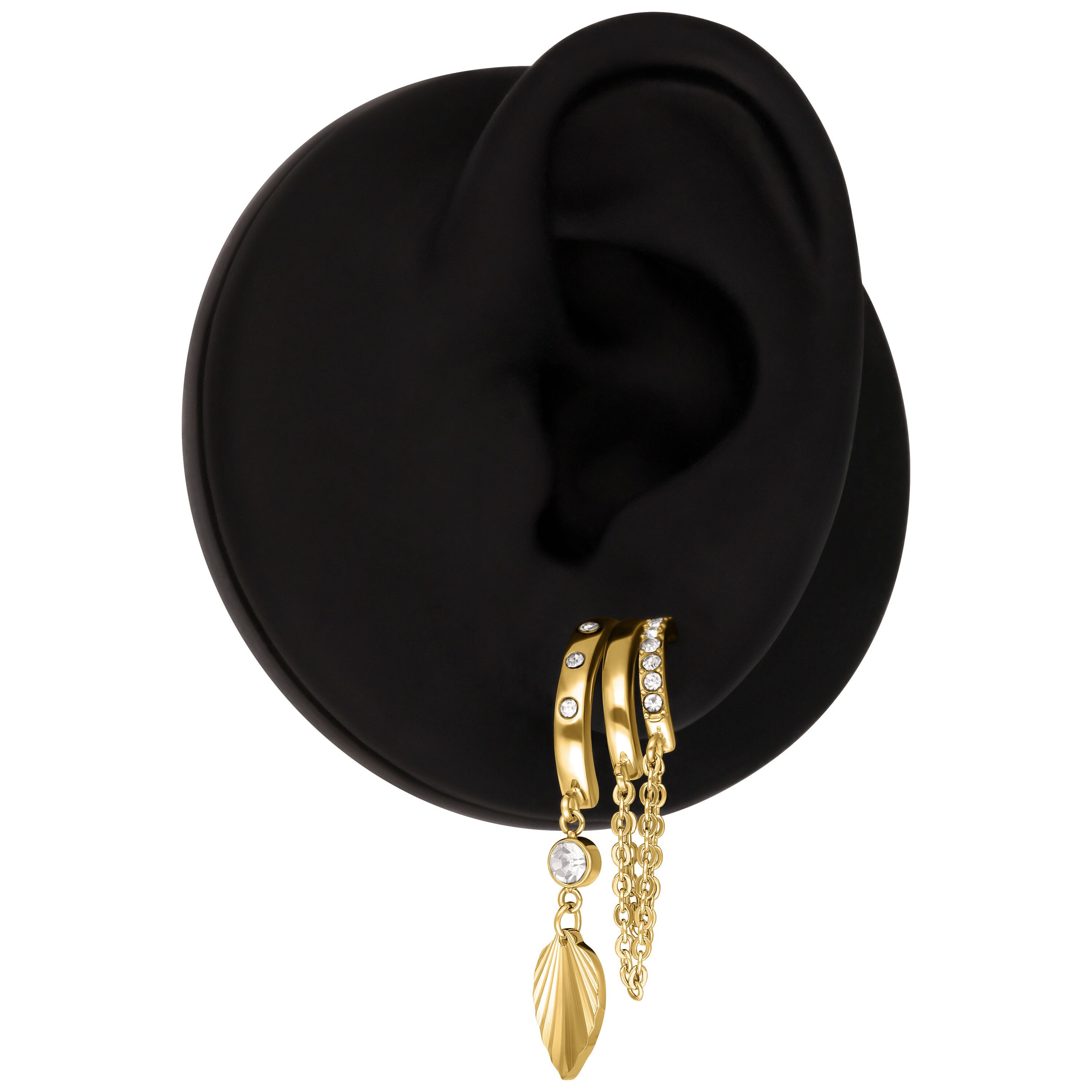 Wildcat Paar Ohrstecker Riffled Leaf Statement Earstuds - Gold, Chirurgenstahl 316L - wasserfest, langlebig, hautverträglich