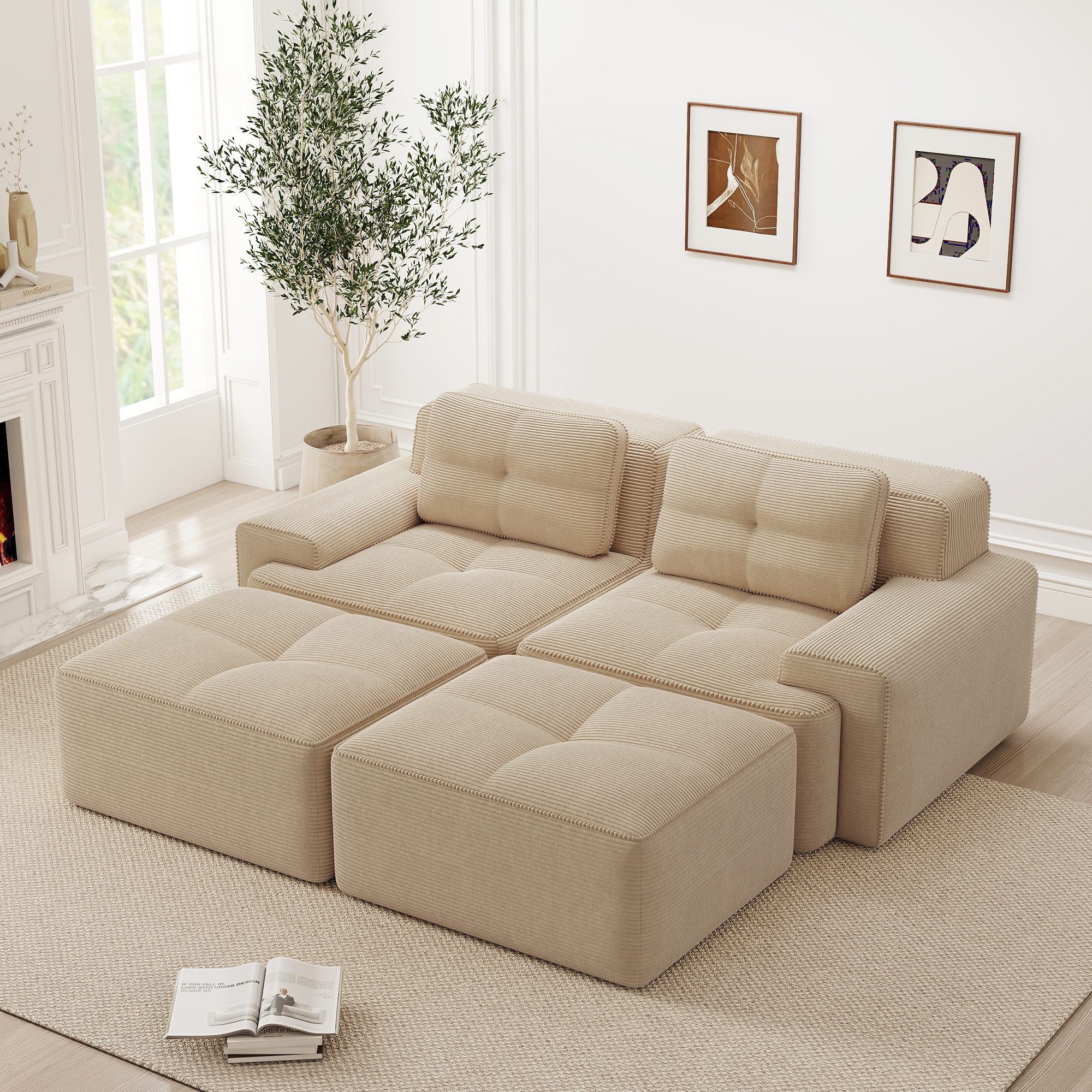 Odikalo Sofa Boneless Modulares Sofa kombinierbar Polstersofa Schlafsofa, C günstig online kaufen
