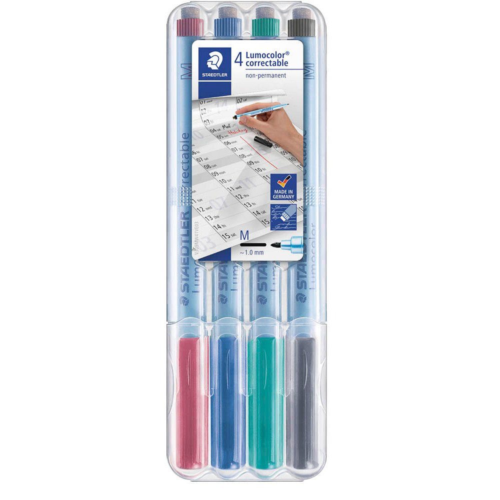 STAEDTLER Folienstift 4 Folienstifte LUMOCOLOR M-Spitze 1mm farbsortiert
