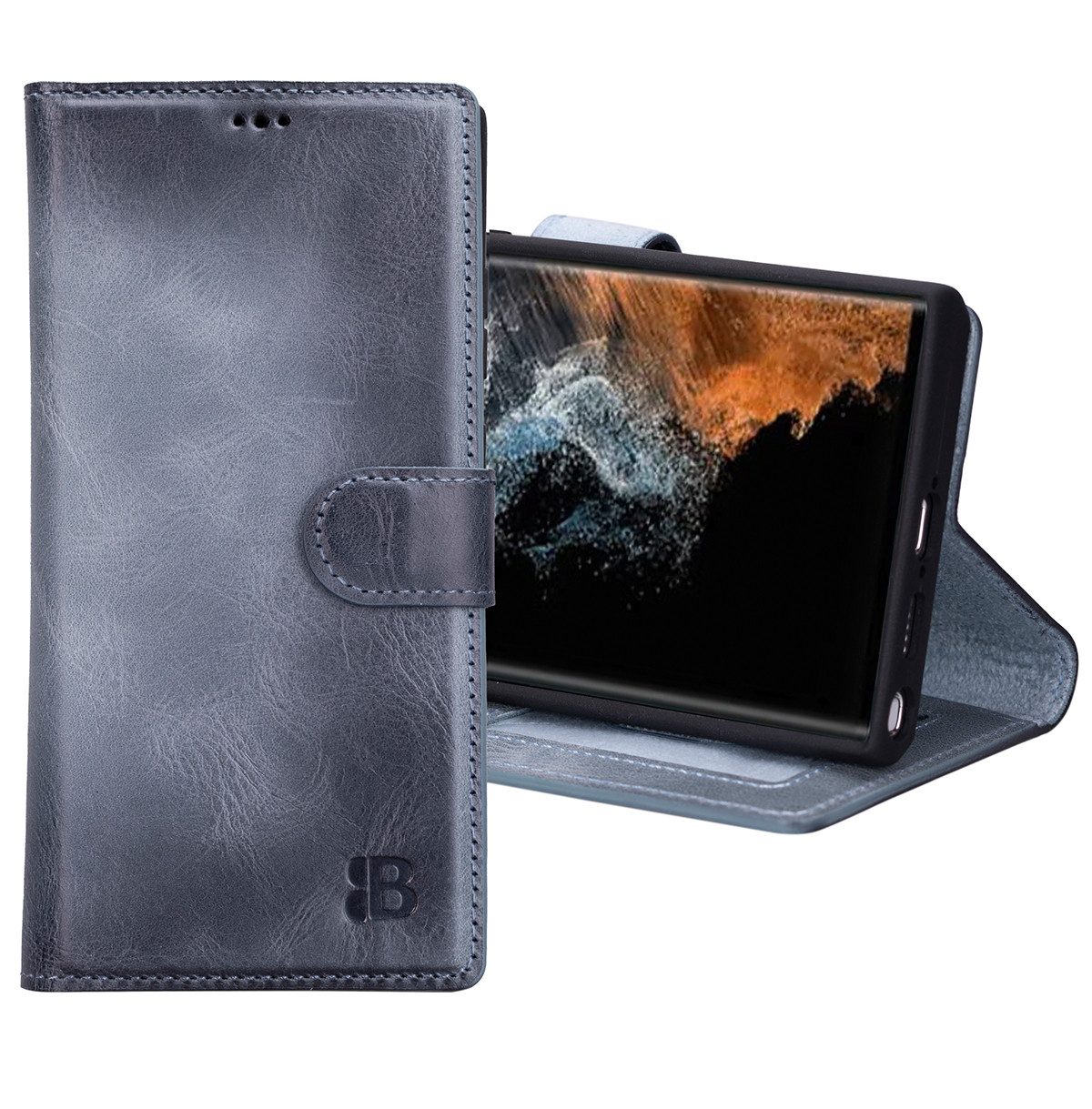 Burkley Handytasche Leder Book Cover für Samsung Galaxy S23+ Handyhülle (1-tlg., Book Case Lederhülle mit Kartenfach und Magnetverschluss), Optimaler Rund-Um-Schutz inkl der Kartenfächer mit RFID / NFC Blocker;