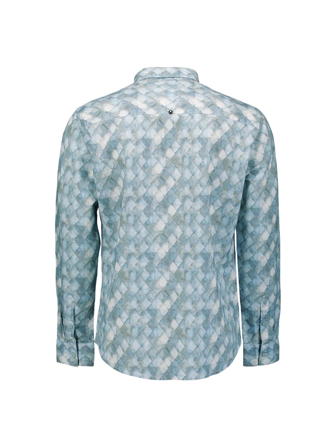 NO EXCESS Kurzarmhemd Shirt Allover Printed With Linen - Herrenhemd - Leinenhemd